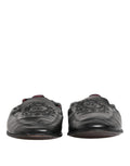 Chaussures mocassins hommes en cuir noir Dolce & Gabbana, chaussures plates sans lacets, style élégant et confortable.