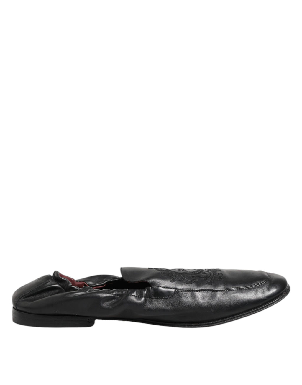 Chaussures mocassins en cuir noir pour homme de Dolce & Gabbana, style slip-on et plat, élégantes et confortables.