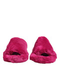 Sandales pour hommes Dolce & Gabbana en acrylique rose avec fausse fourrure, chaussures plates élégantes et confortables.