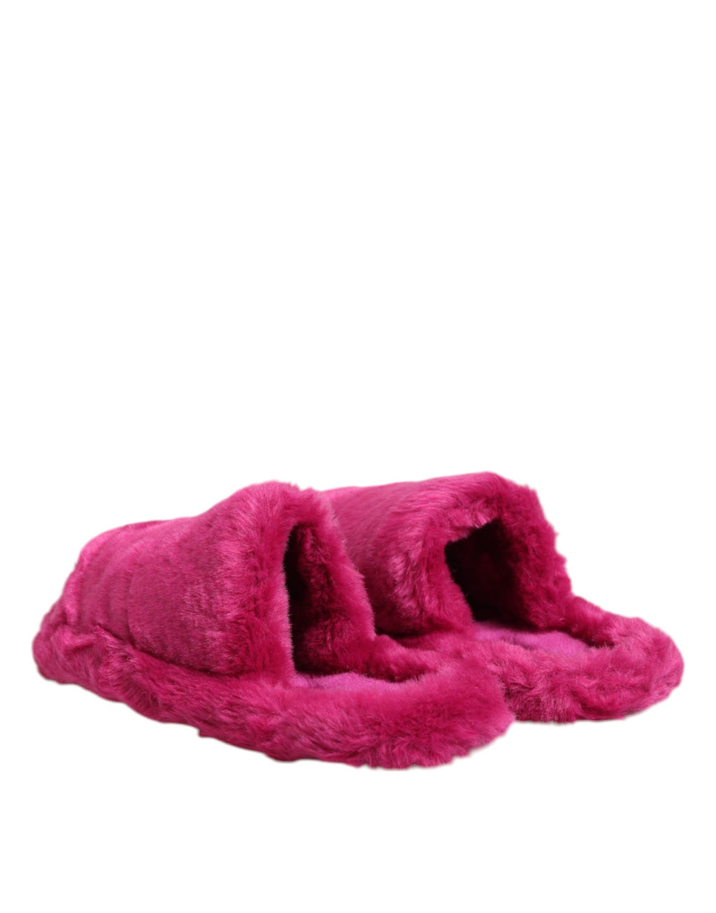 Sandales pour hommes Dolce & Gabbana en acrylique rose avec fausse fourrure, chaussures plates élégantes et modernes.
