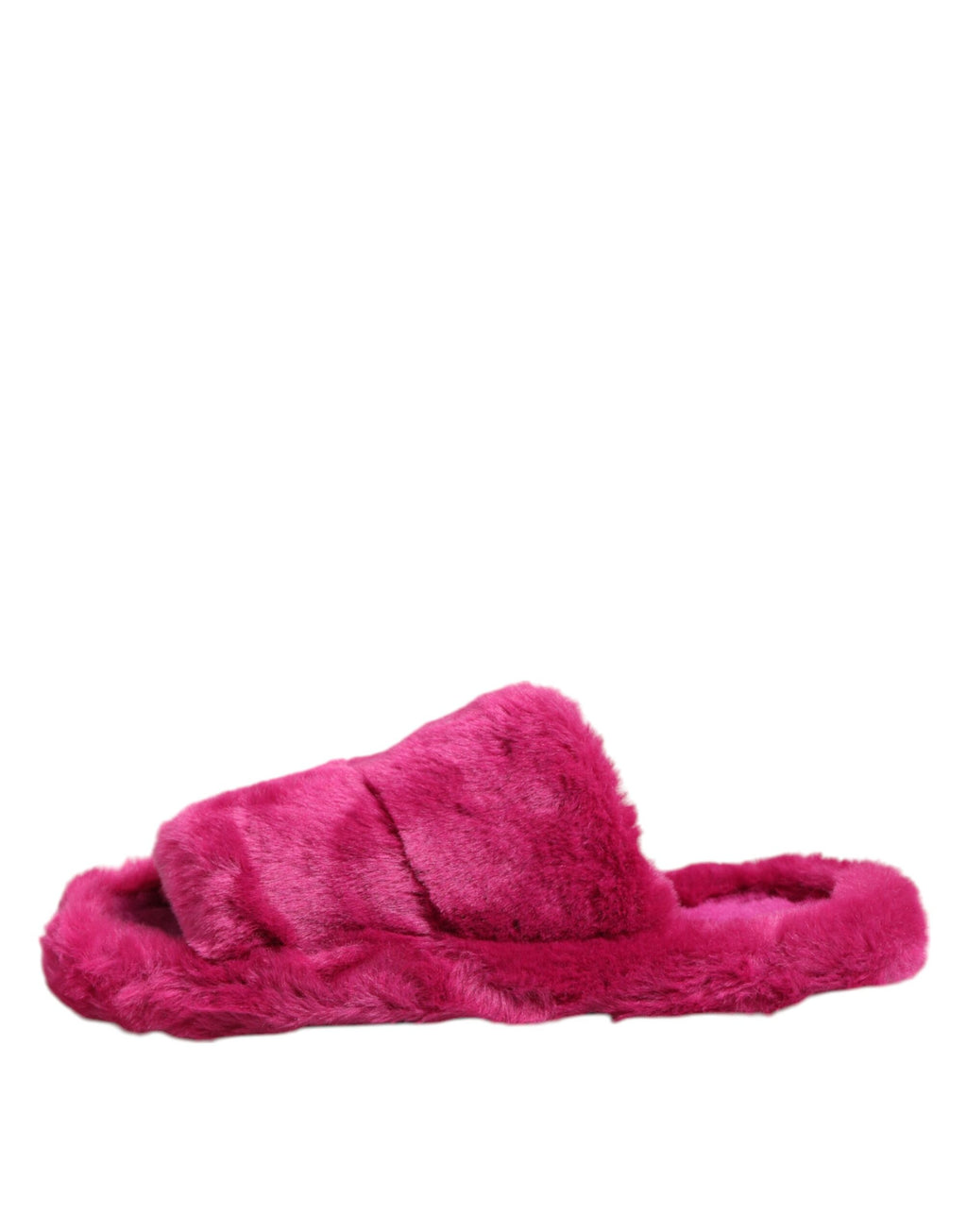 Sandales pour hommes Dolce & Gabbana en acrylique rose avec fausse fourrure, chaussures plates élégantes.