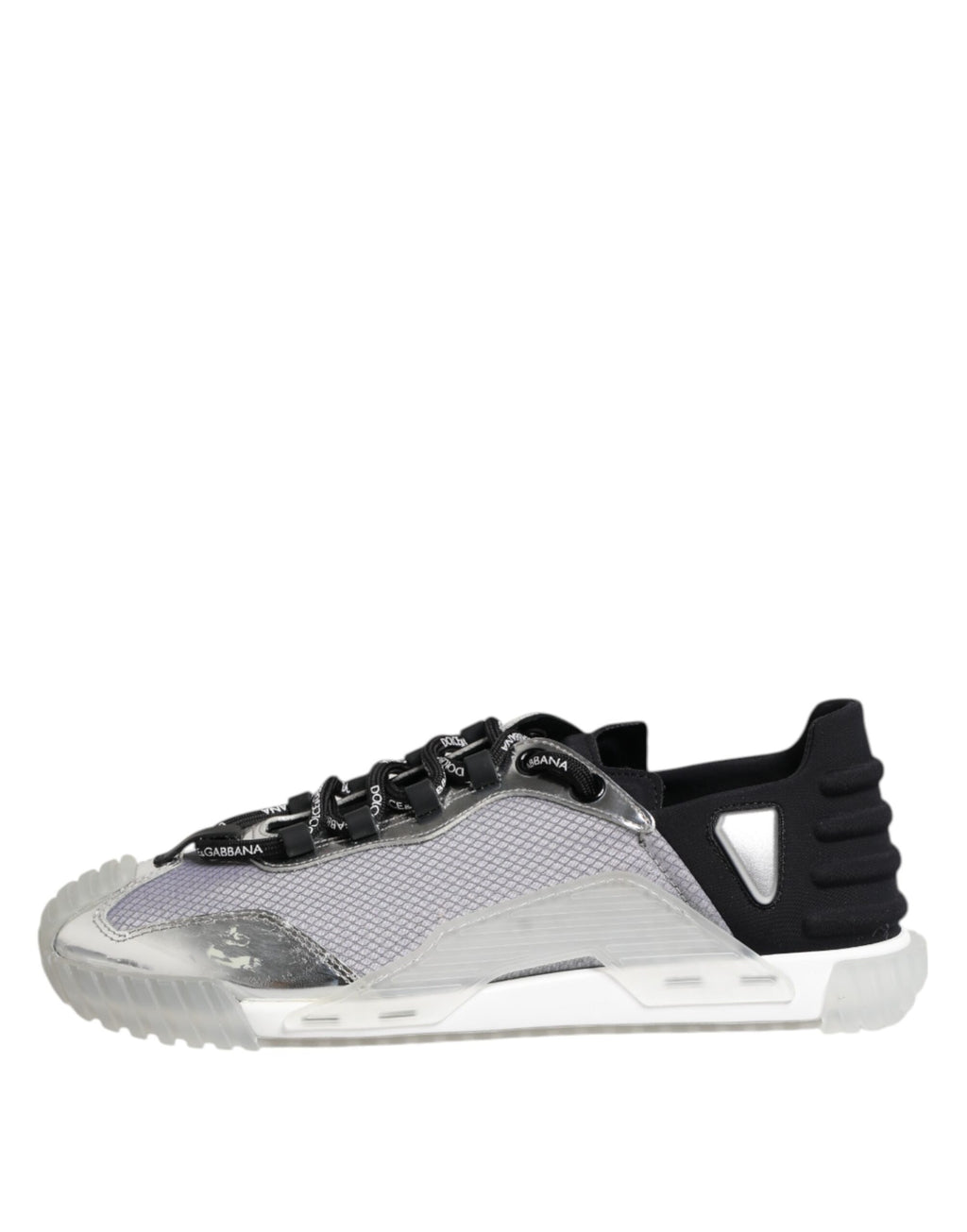 Baskets basses en nylon noir et argent de Dolce & Gabbana pour hommes, chaussures de sport élégantes et modernes.