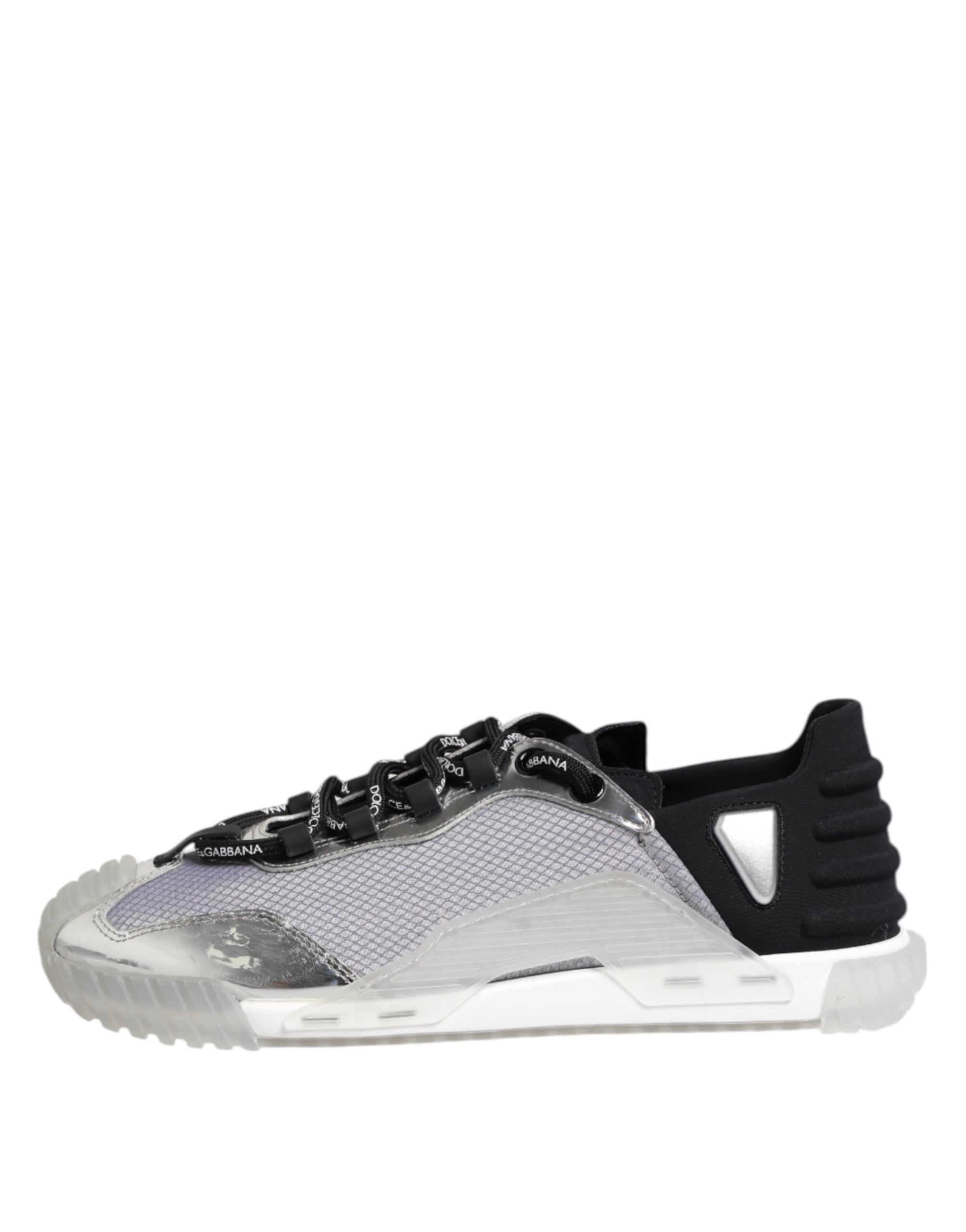 Baskets basses en nylon noir et argent de Dolce & Gabbana pour hommes, chaussures de sport élégantes et modernes.