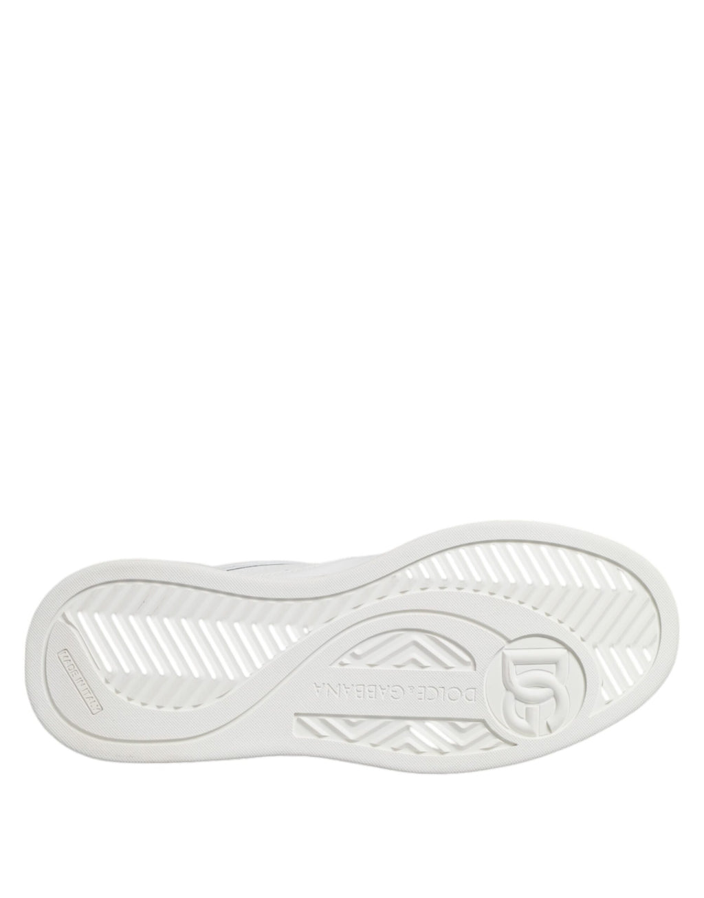 Chaussures basses en cuir blanc Dolce & Gabbana Miami Low Top Sneakers, vue de face avec détails du design.