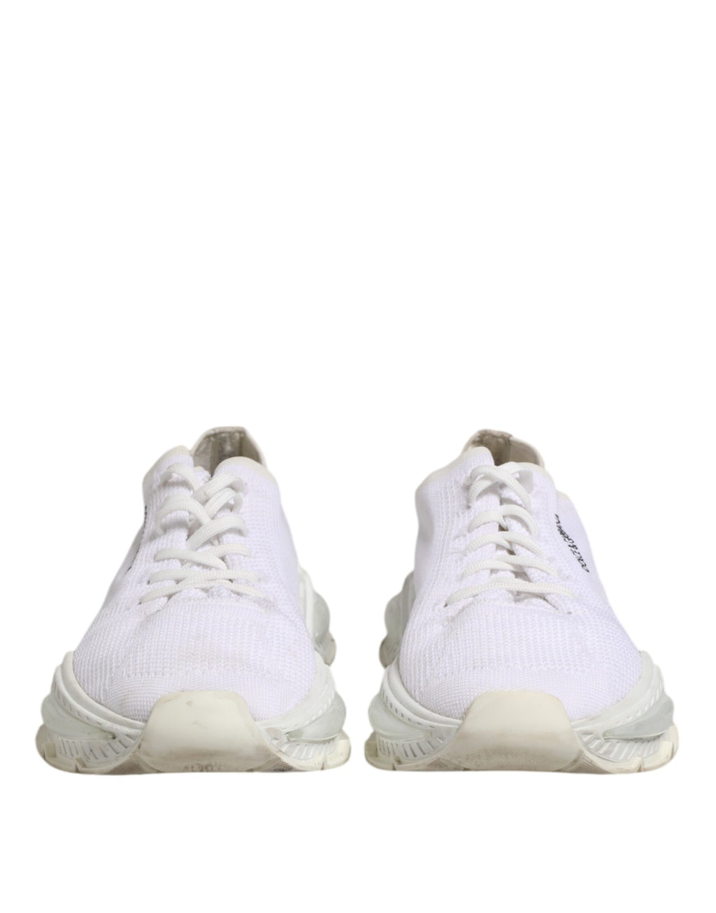 Chaussures sneakers basses blanches Dolce & Gabbana Airmaster pour hommes, vue de face avec détails de design.