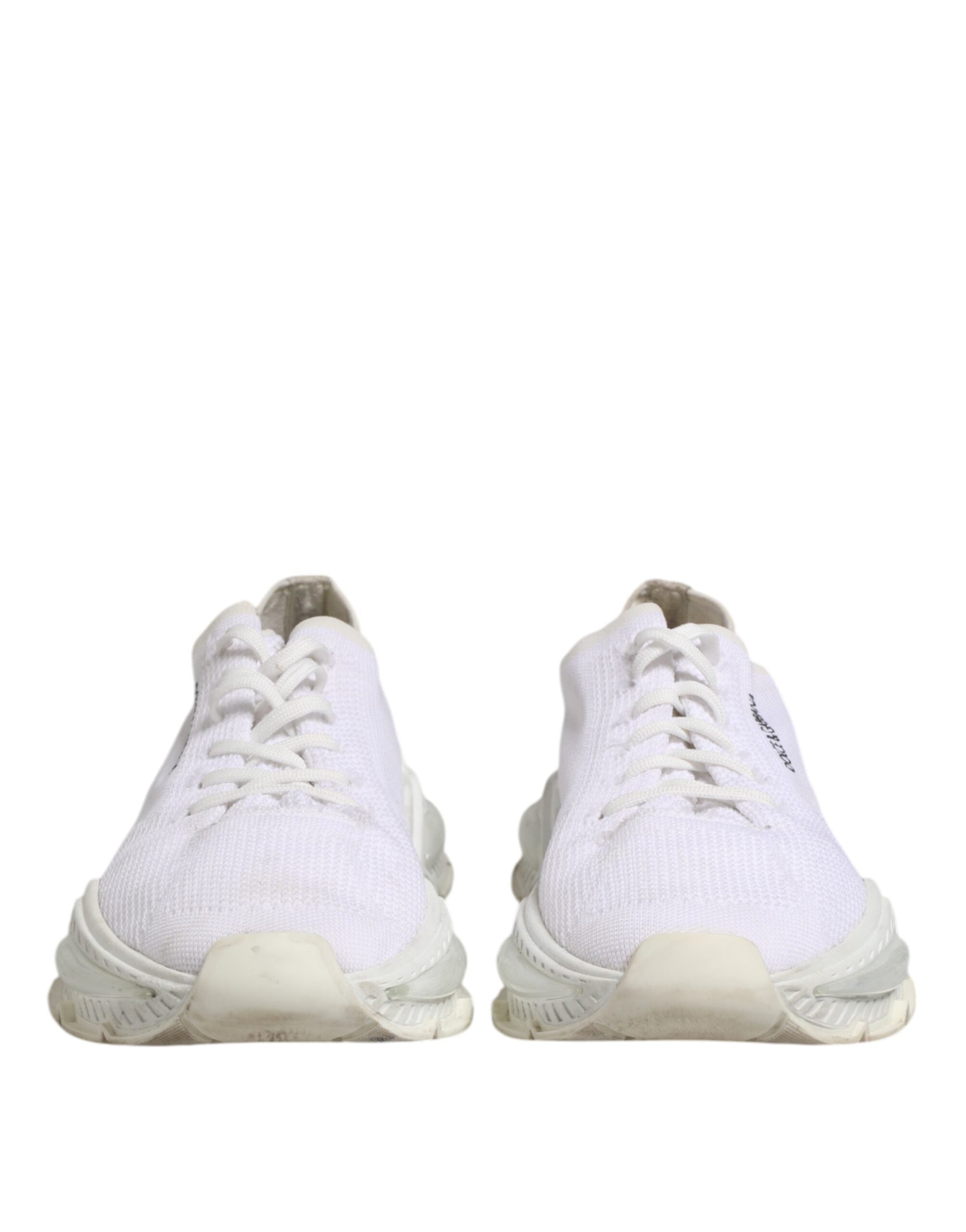 Chaussures sneakers basses blanches Dolce & Gabbana Airmaster pour hommes, vue de face avec détails de design.