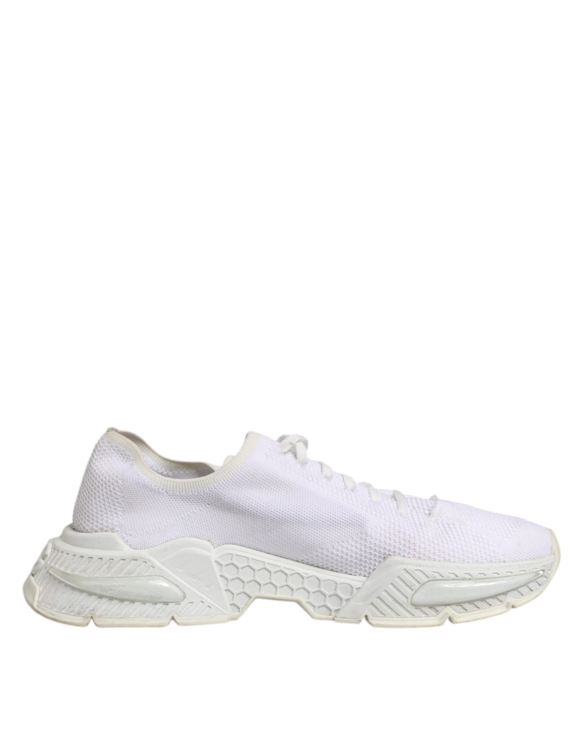 Baskets basses blanches Dolce & Gabbana Airmaster pour hommes, vue de profil avec détails en cuir et semelle blanche élégante