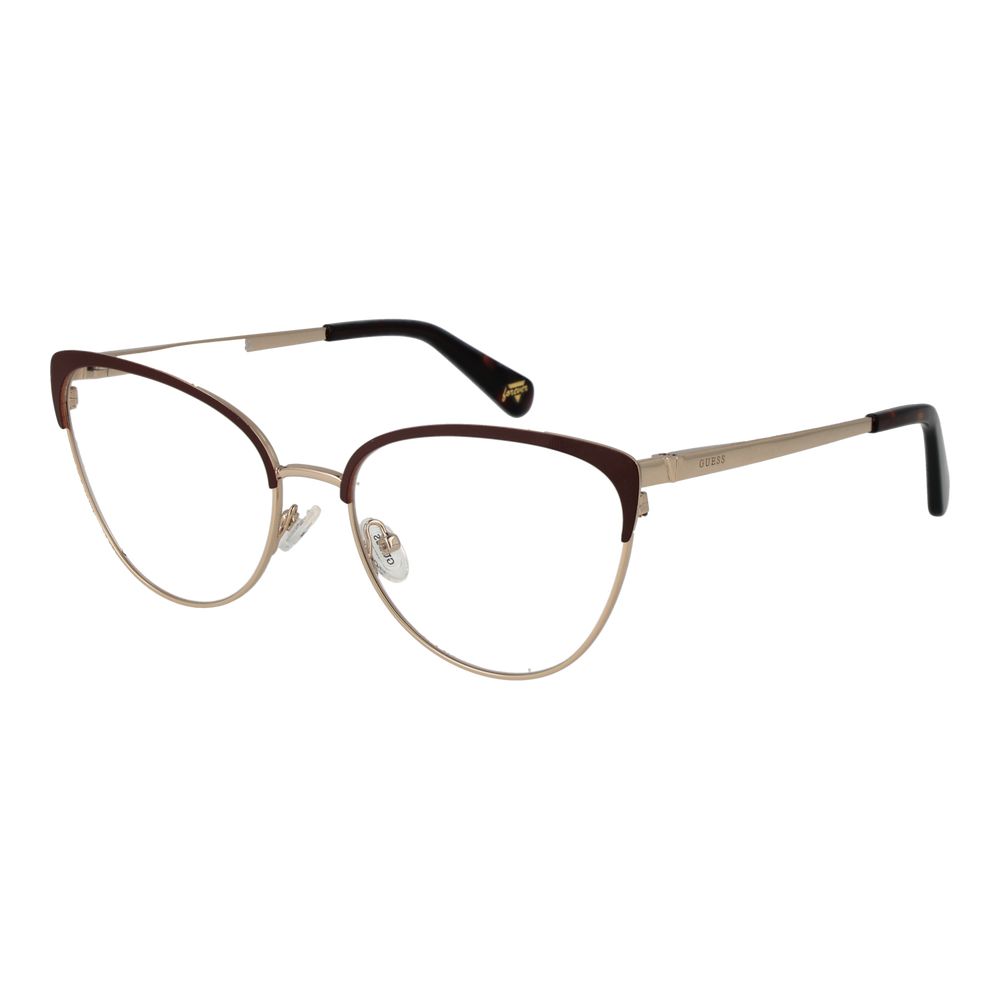 Lunettes en métal brun Guess avec monture élégante, vue de face, pour un style moderne et sophistiqué.