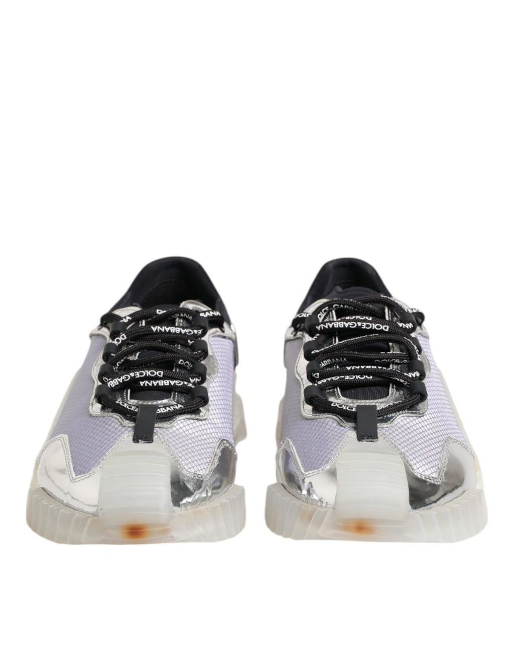 Chaussures Dolce & Gabbana NS1 en nylon argent et noir, baskets basses élégantes pour homme.