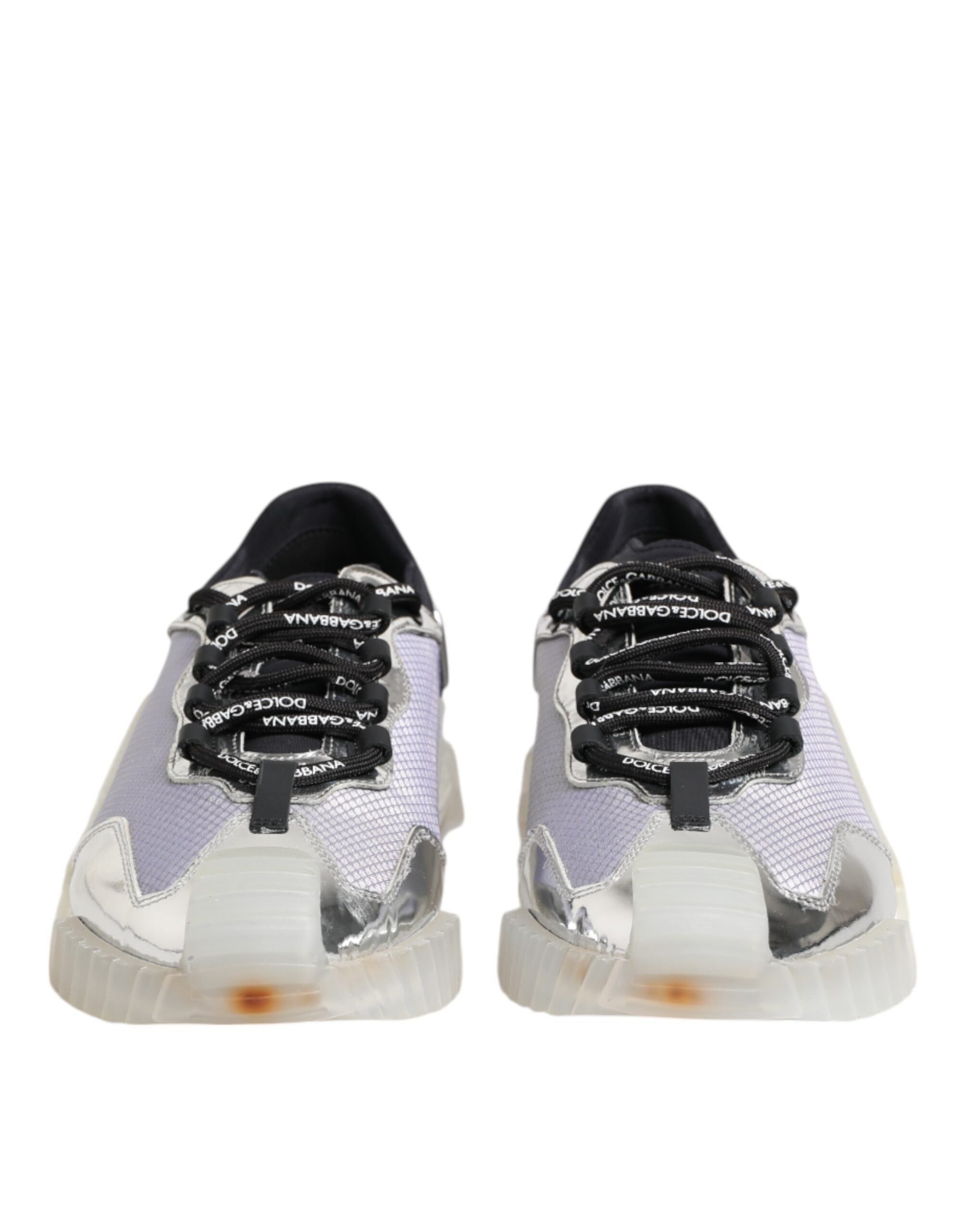 Chaussures Dolce & Gabbana NS1 en nylon argent et noir, baskets basses élégantes pour homme.