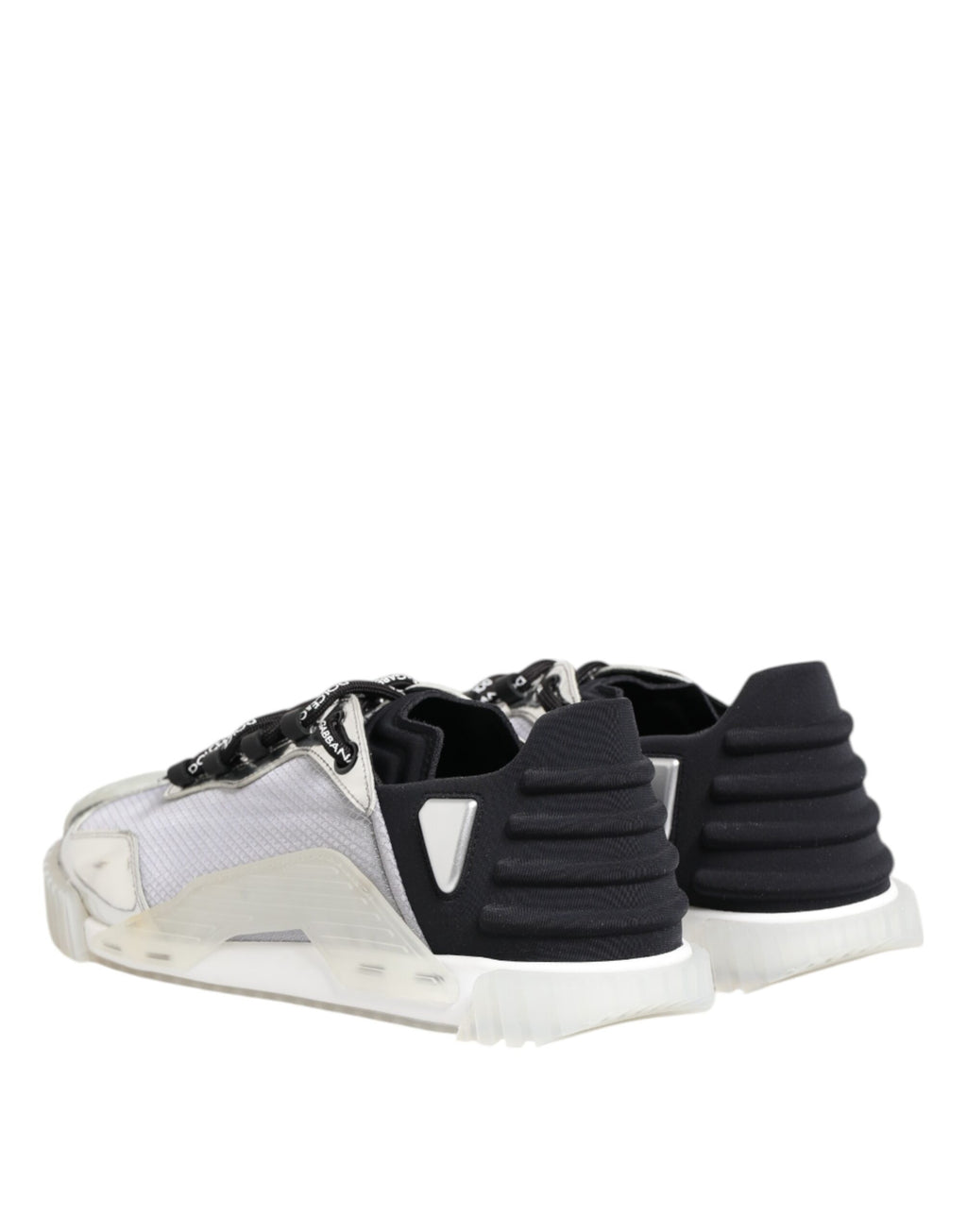 Chaussures sneakers basses en nylon noir et argent de Dolce & Gabbana, style décontracté et moderne.