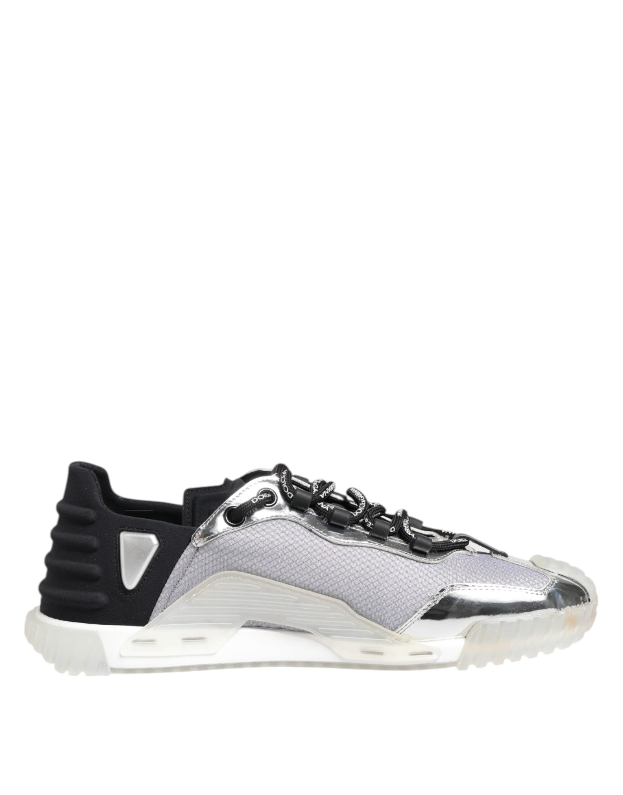 Chaussures basses en nylon noir et argent de Dolce & Gabbana NS1, sneakers élégants pour homme.