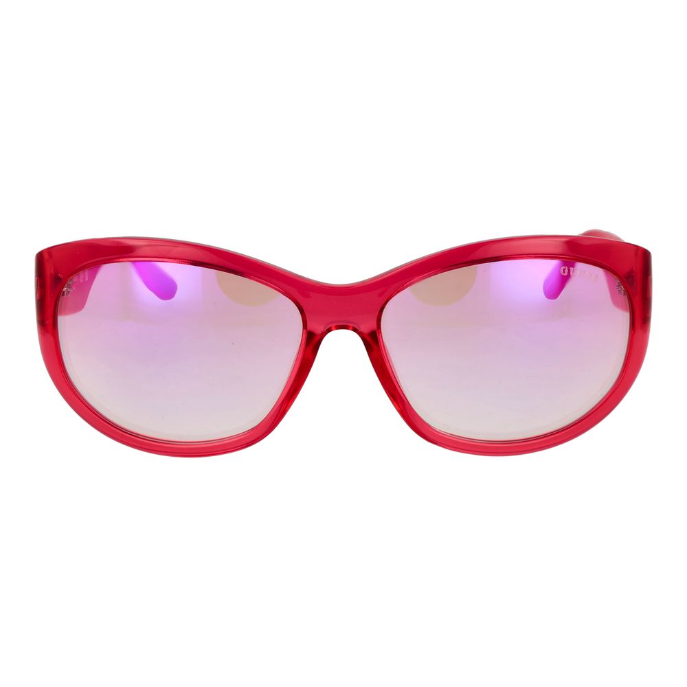 Lunettes de soleil en acier inoxydable rose de la marque Guess, avec monture élégante et branches fines.