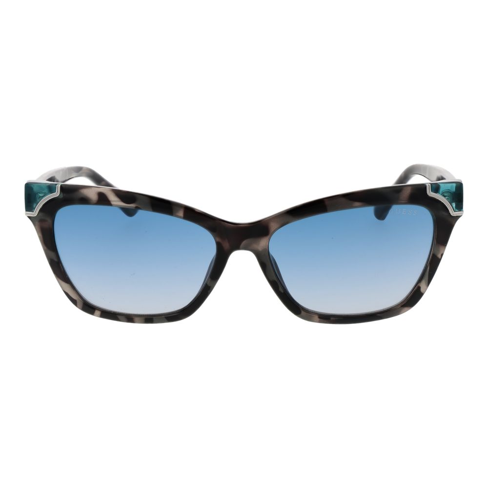 Lunettes de soleil multicolores Guess en acier inoxydable, avec monture élégante et branches colorées.