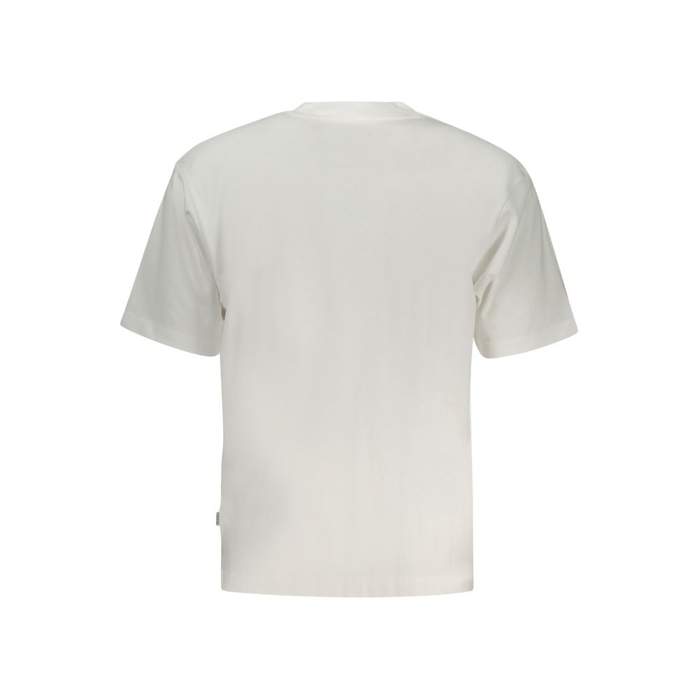 T-shirt blanc en coton pour homme de la marque Guess Jeans, coupe classique, visible sur un mannequin.