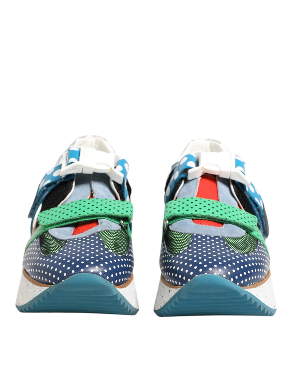 Chaussures tennis bass Dolce & Gabbana en cuir multicolore, baskets low top avec design coloré et détails élégants.