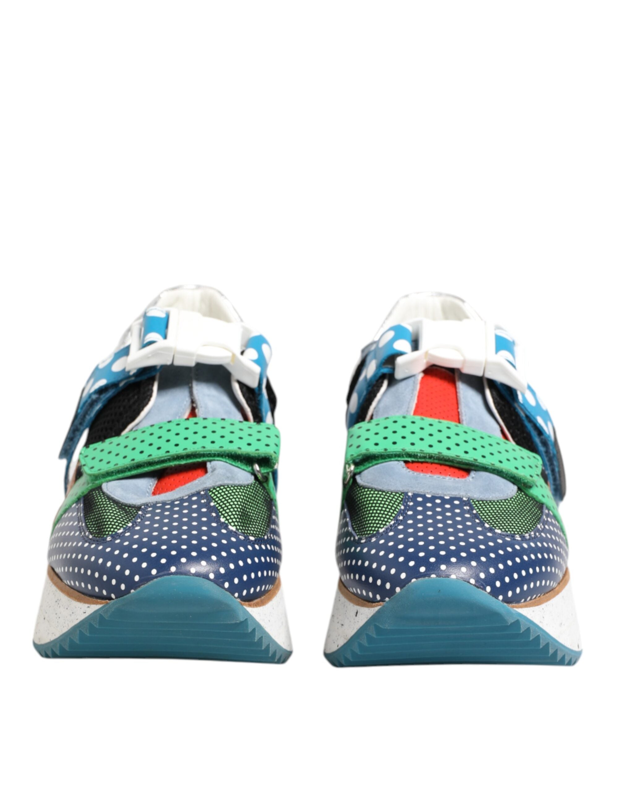 Chaussures tennis bass Dolce & Gabbana en cuir multicolore, baskets low top avec design coloré et détails élégants.