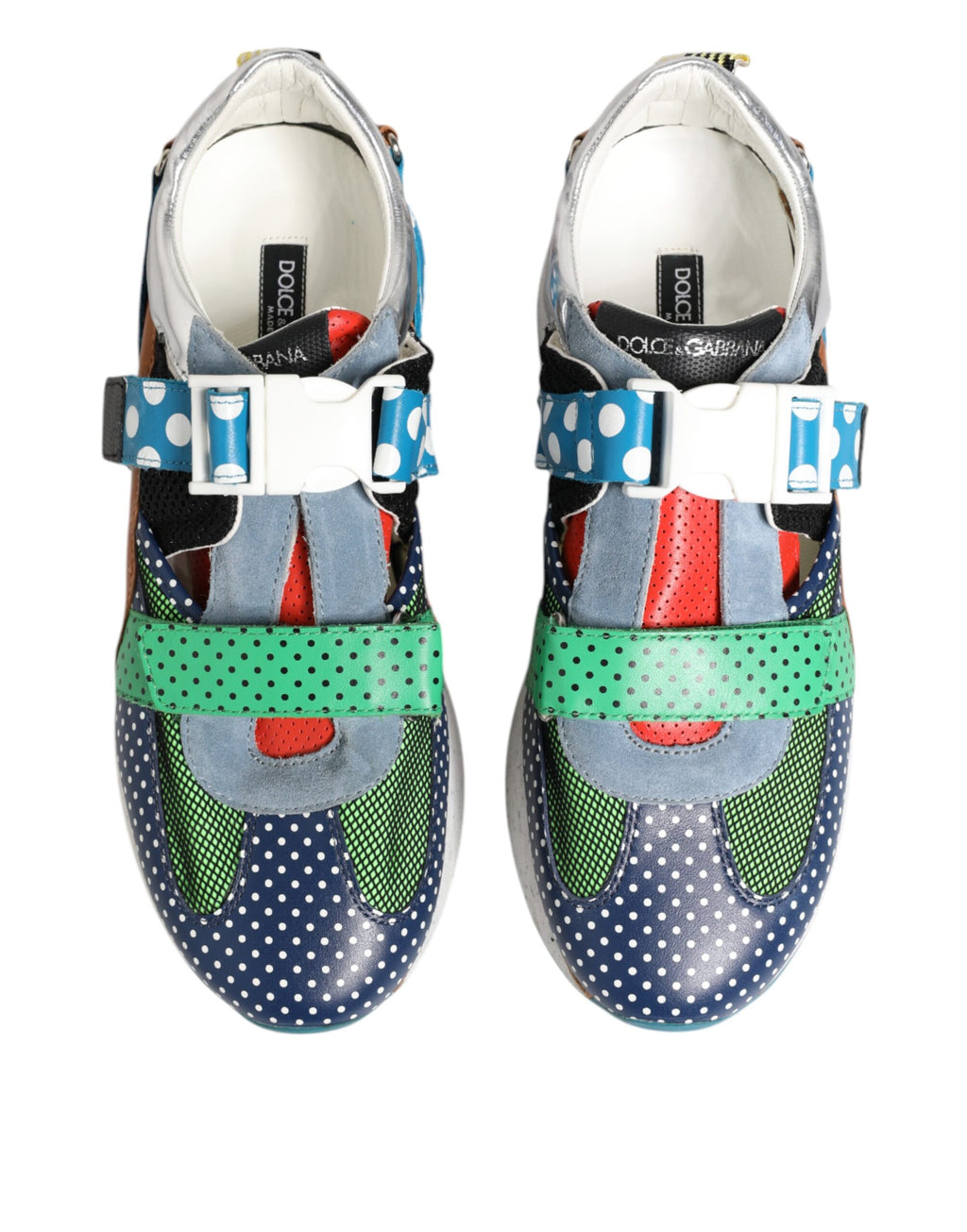 Chaussures sneakers basses en cuir multicolore de Dolce & Gabbana, style décontracté et moderne pour homme.