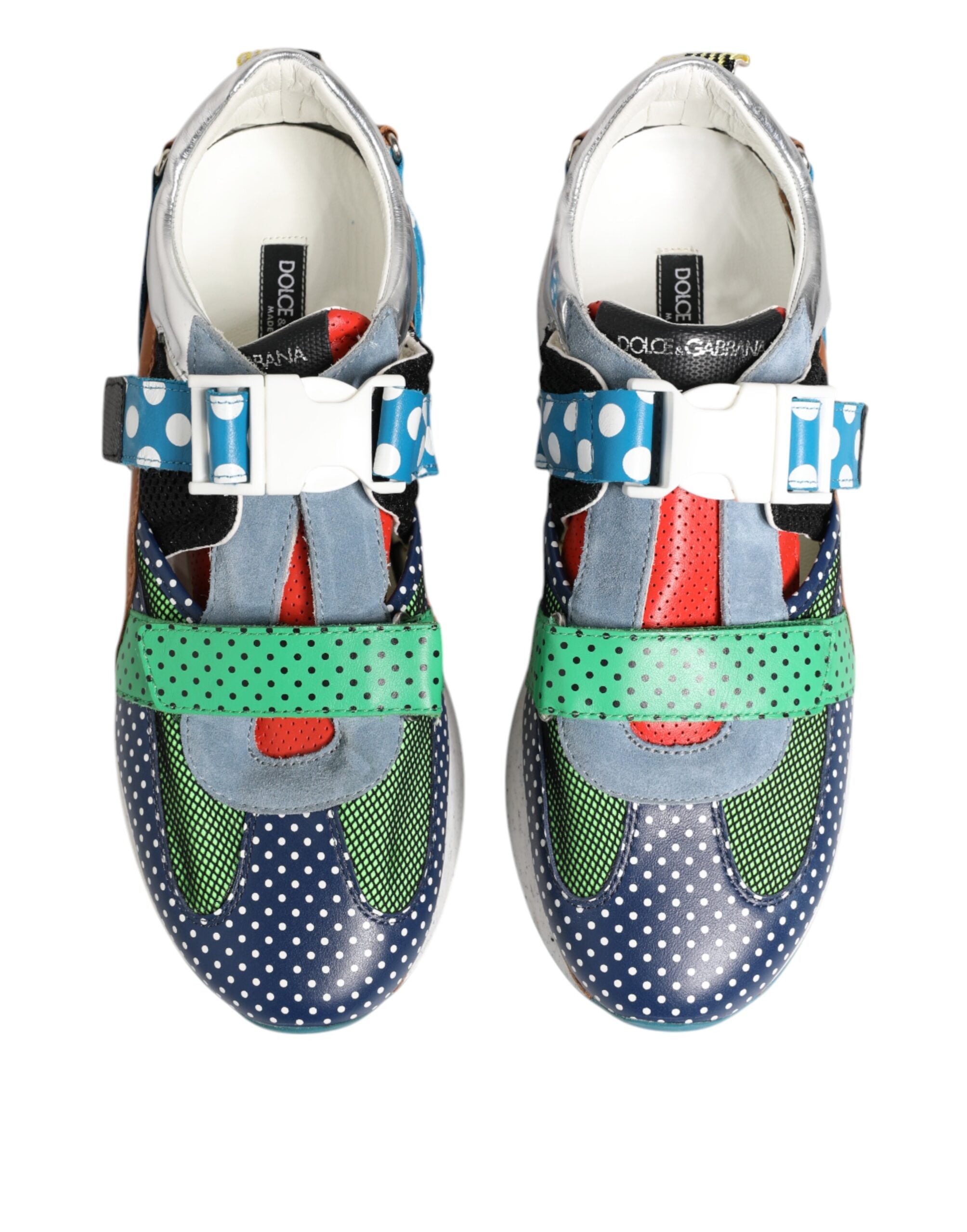Chaussures sneakers basses en cuir multicolore de Dolce & Gabbana, style décontracté et moderne pour homme.