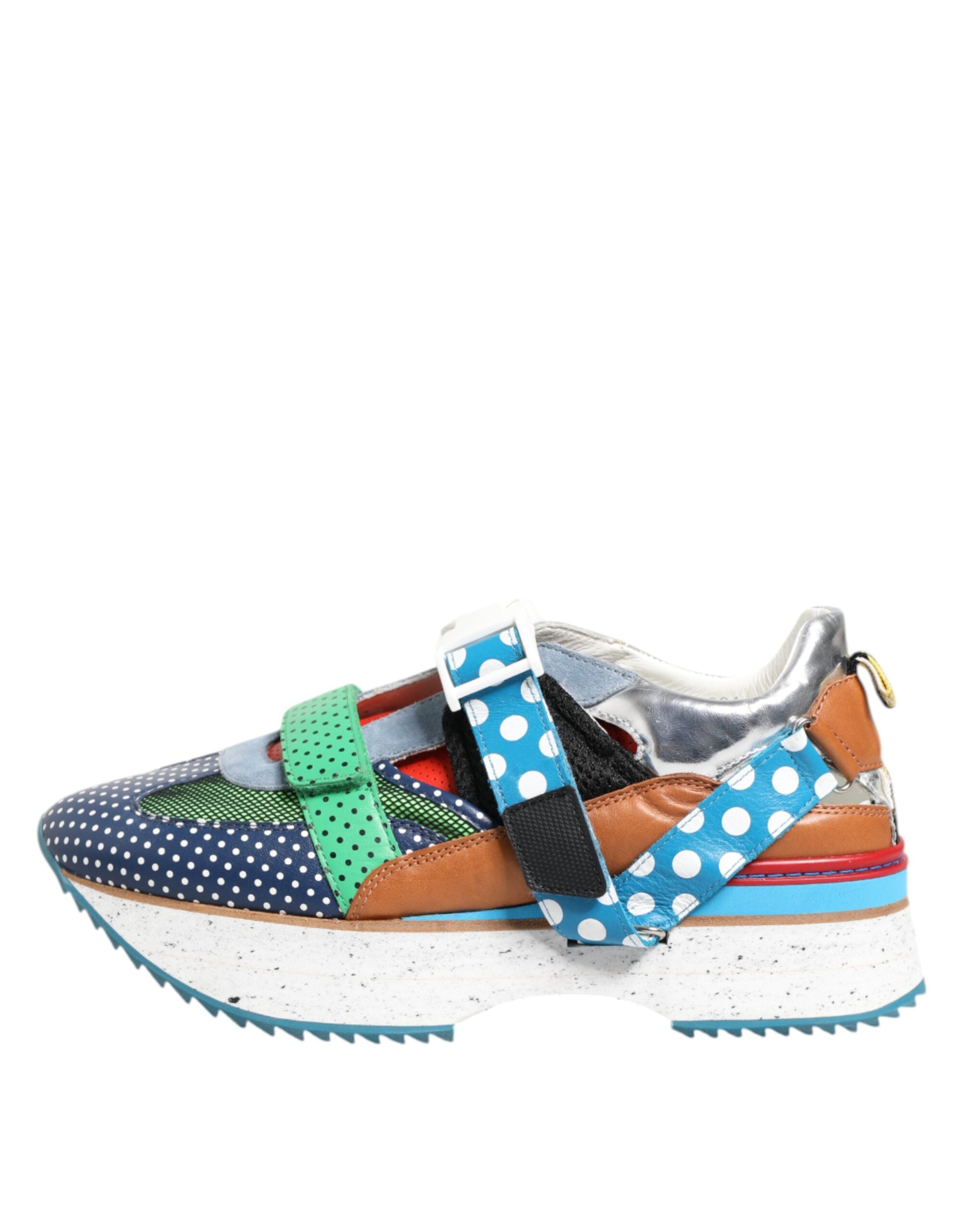 Chaussures sneakers basses en cuir multicolore Dolce & Gabbana, style décontracté et moderne.