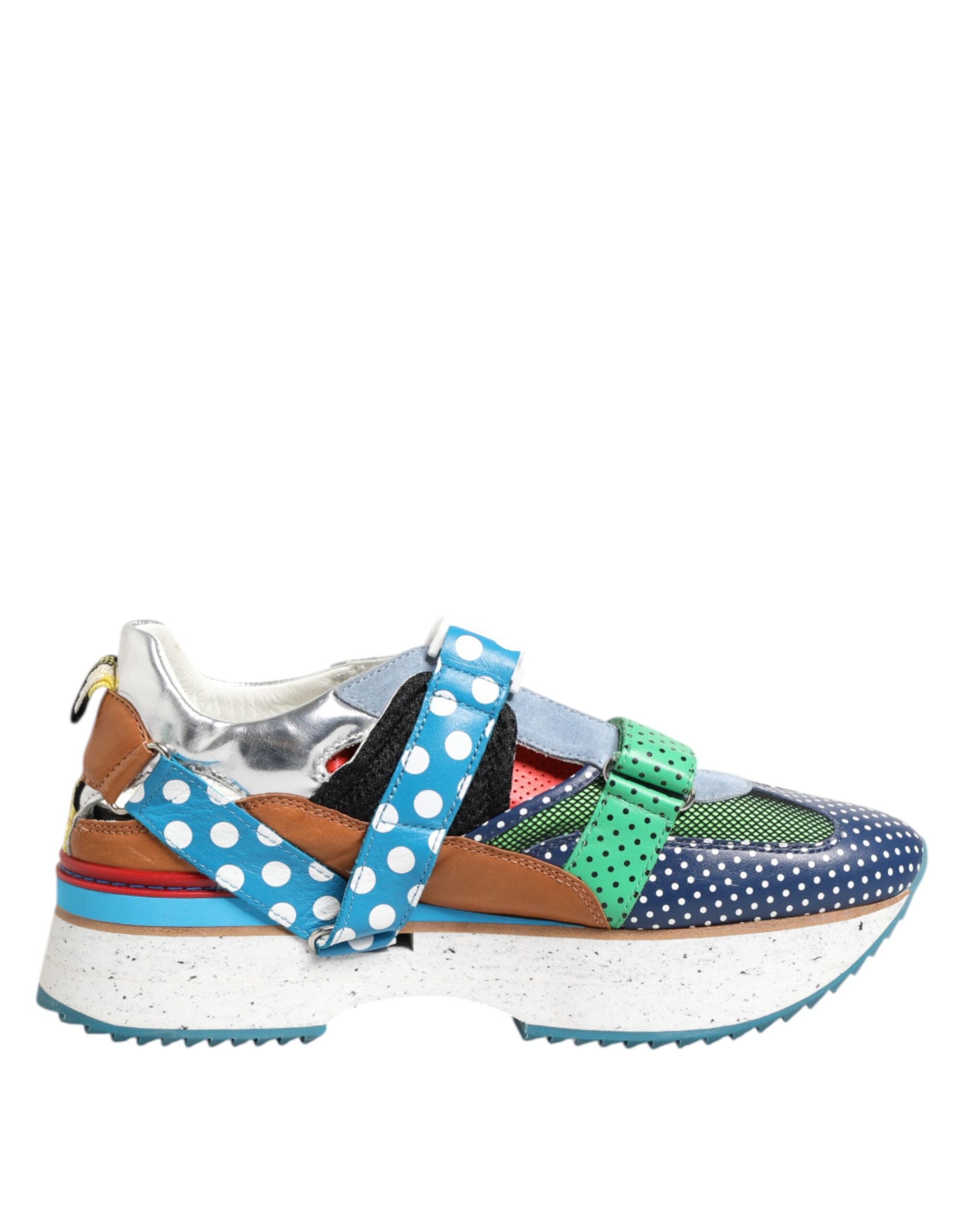 Chaussures basses en cuir multicolore Dolce & Gabbana, sneakers élégants avec design coloré et détails en cuir.