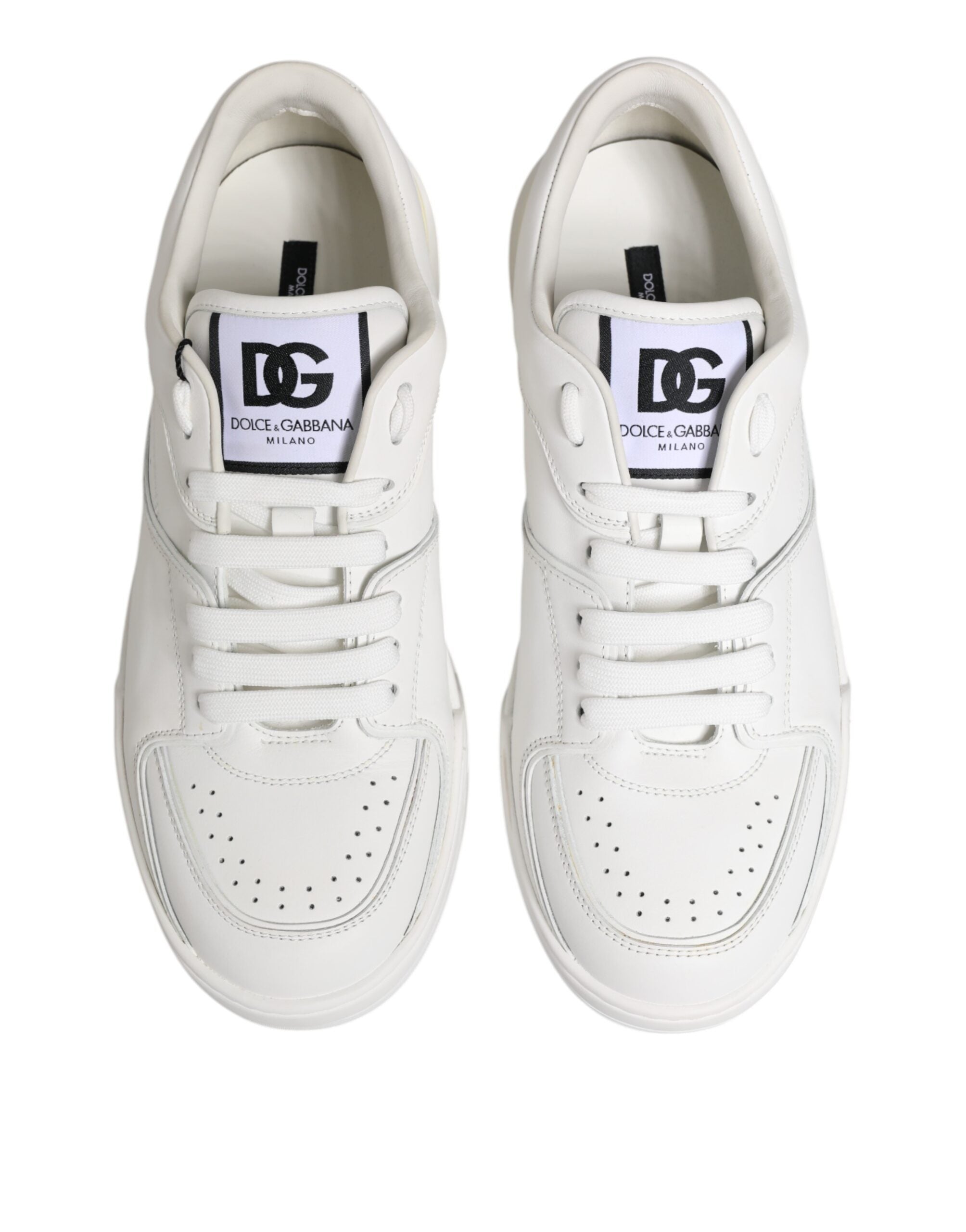 Chaussures sneakers basses en cuir blanc Dolce & Gabbana Miami, chaussures de mode élégantes pour homme et femme