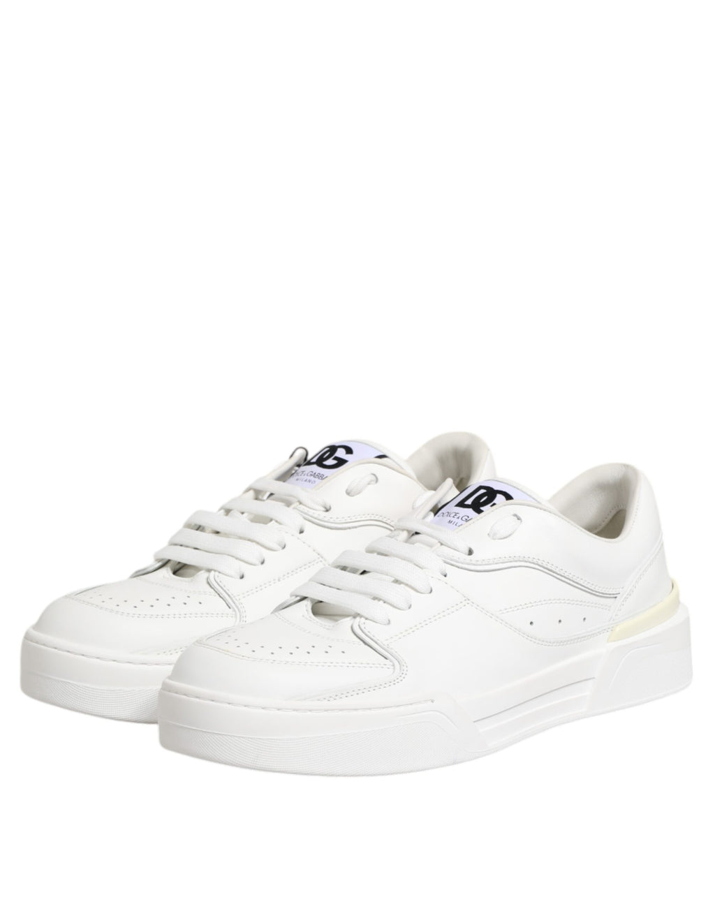 Chaussures sneakers basses blanches Dolce & Gabbana Miami en cuir, style décontracté et élégant pour homme.