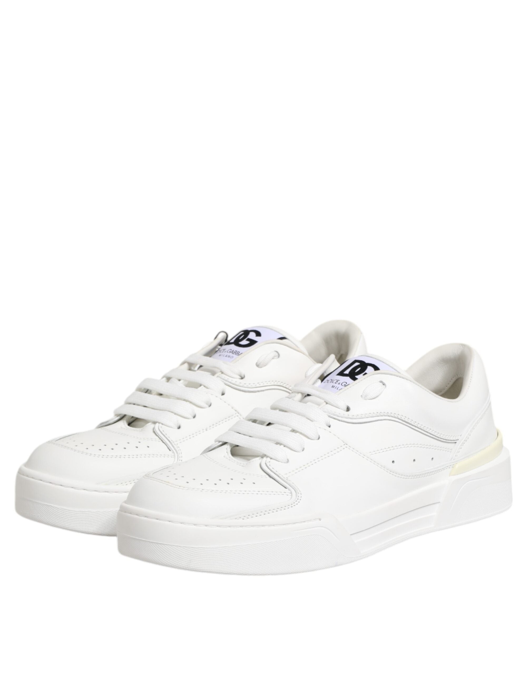 Chaussures sneakers basses blanches Dolce & Gabbana Miami en cuir, style décontracté et élégant pour homme.