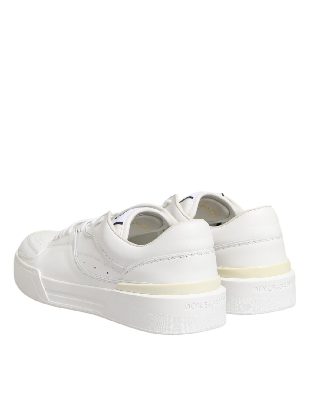 Chaussures sneakers basses en cuir blanc Dolce & Gabbana Miami, style décontracté et élégant pour homme.