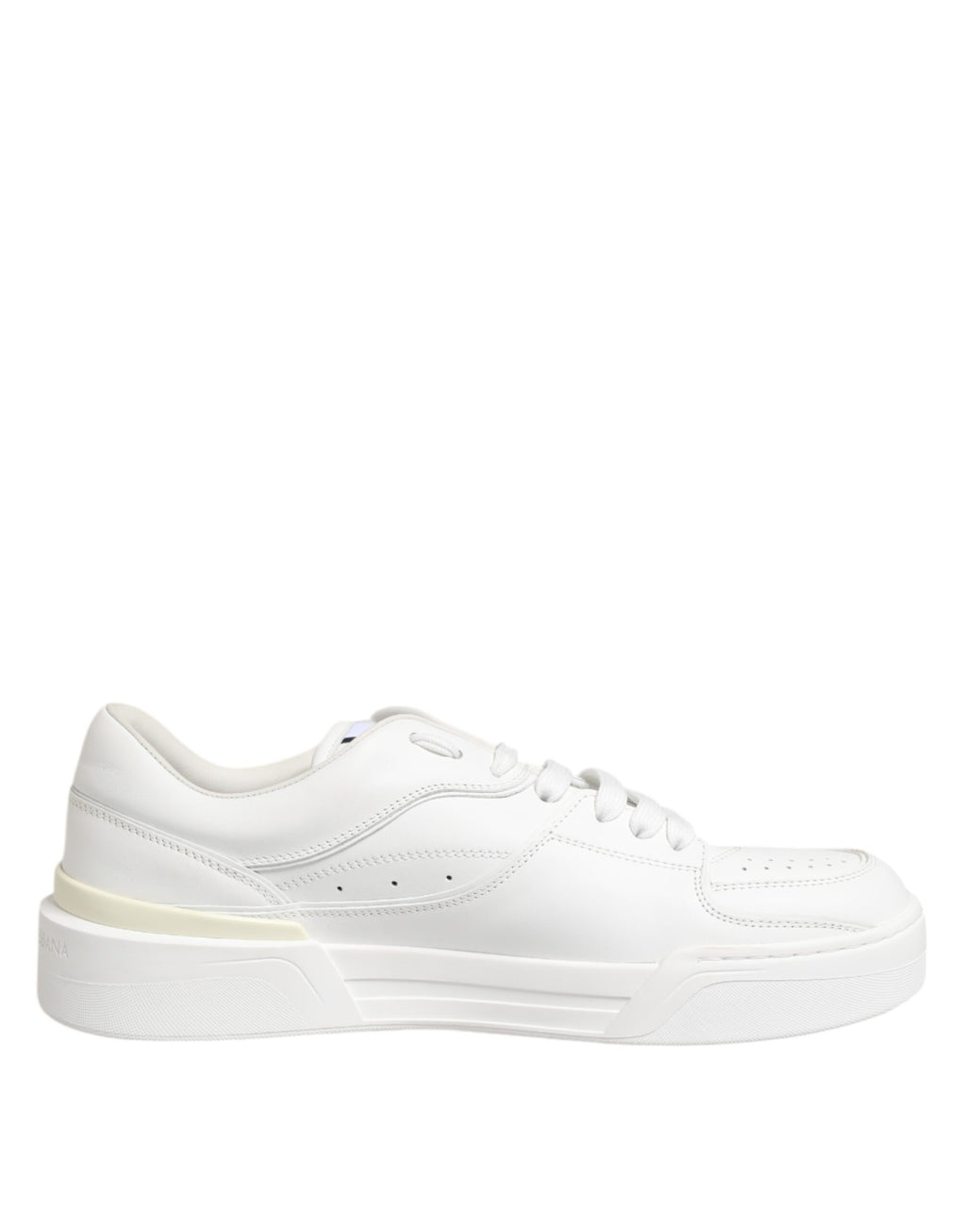 Chaussures sneakers basses en cuir blanc Dolce & Gabbana Miami, chaussures de mode pour hommes.