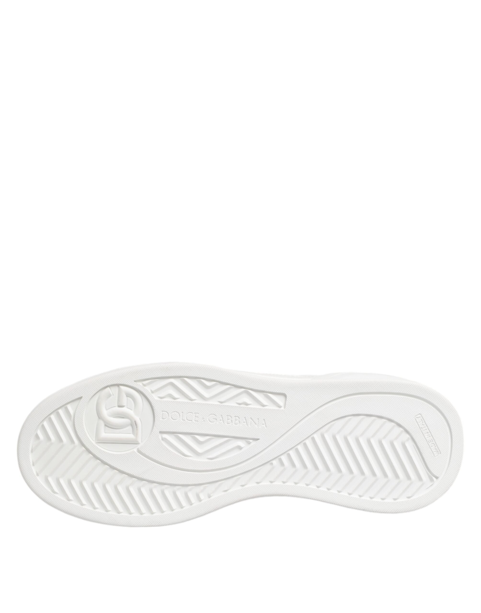 Chaussures sneakers basses en cuir blanc Dolce & Gabbana Miami, style décontracté et élégant.