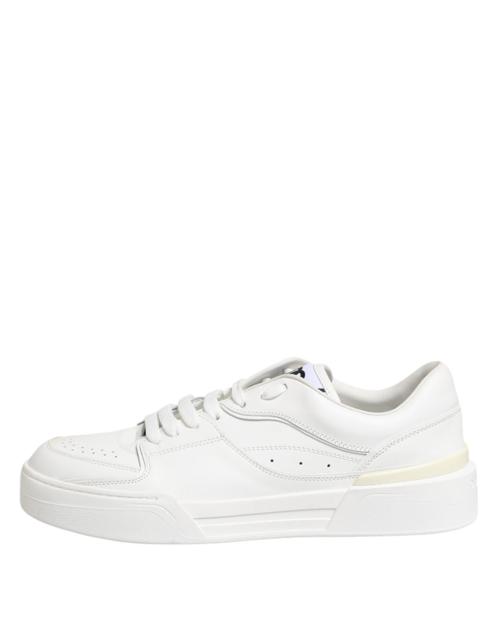 Chaussures basses blanches Dolce & Gabbana Miami en cuir, sneakers en toile avec semelle blanche, style décontracté et élégant.