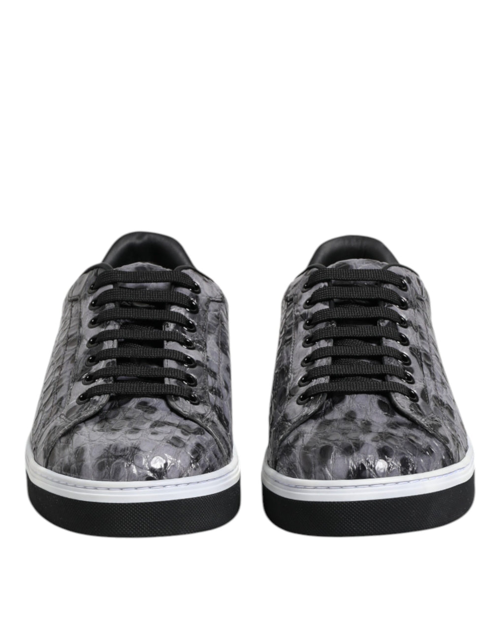 Chaussures sneakers basses en cuir gris à motif léopard de Dolce & Gabbana, style décontracté et tendance.