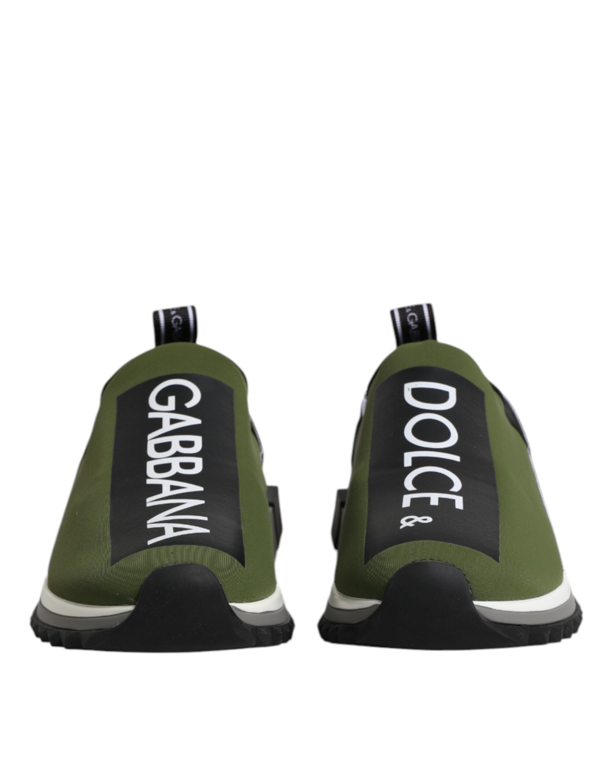 Chaussures sneakers basses Dolce & Gabbana Sorrento pour hommes avec logo vert, vue de face sur un fond blanc.