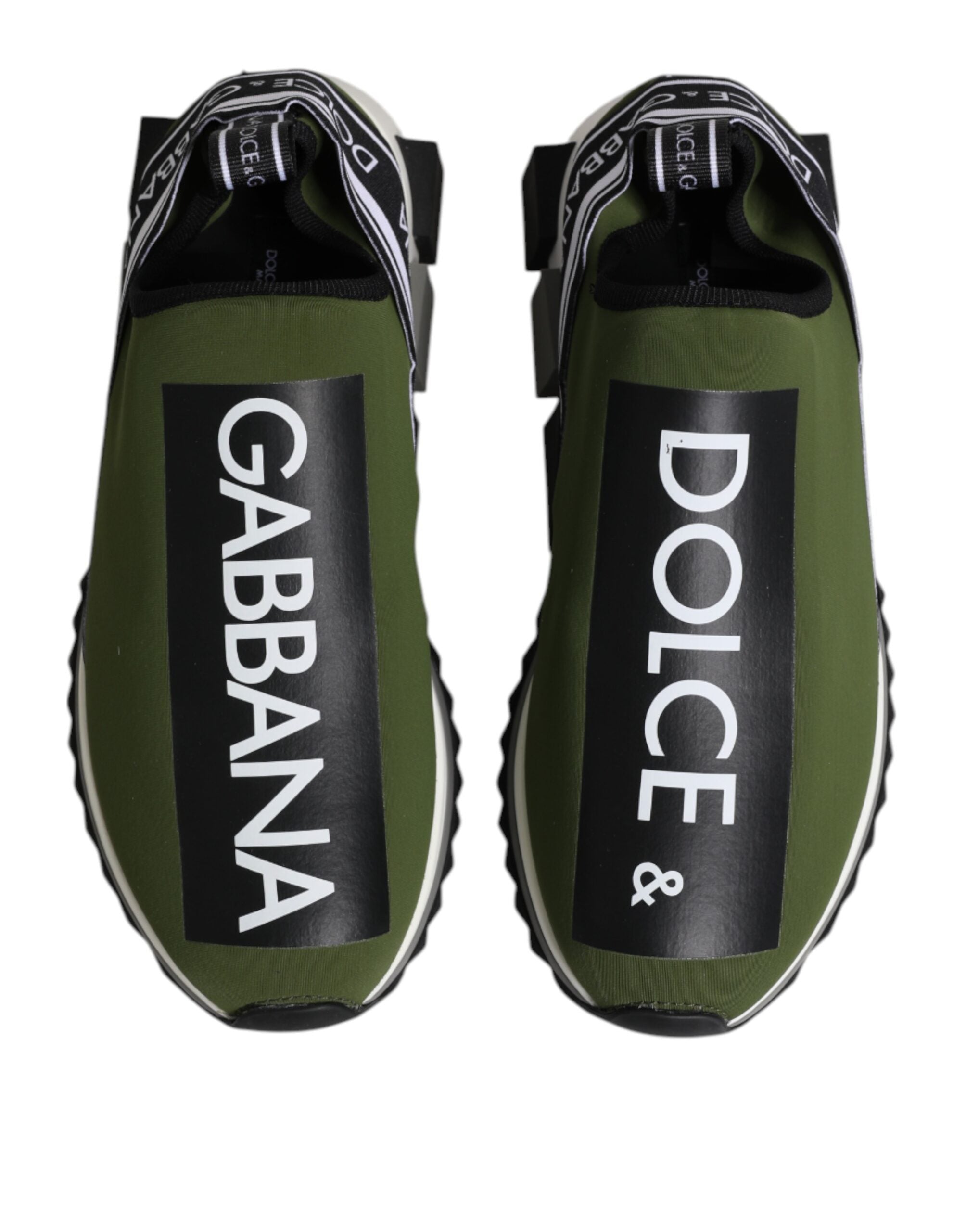 Chaussures sneakers basses Dolce & Gabbana Sorrento pour homme, logo vert et design élégant visible sur la photo.