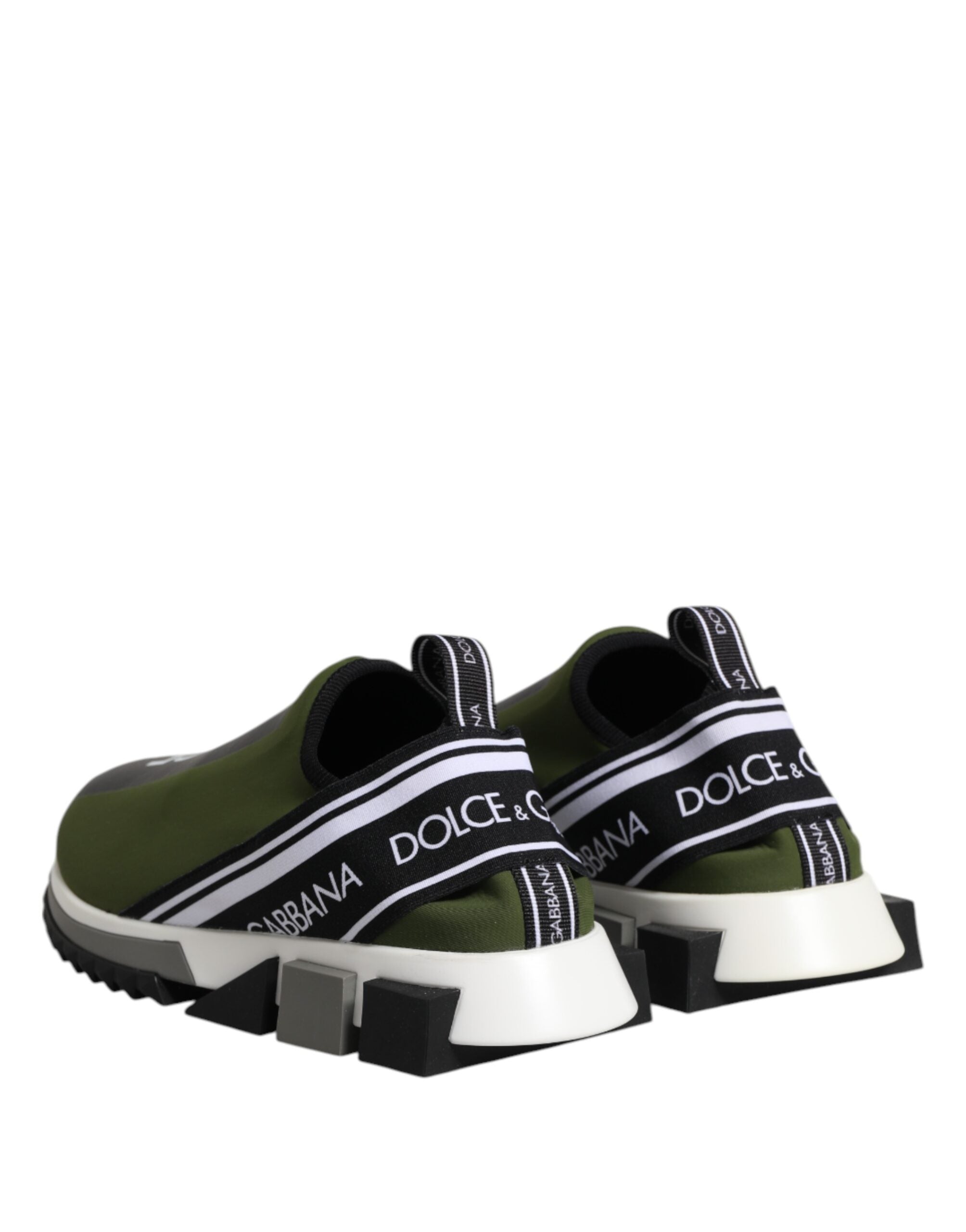 Chaussures sneakers basses pour homme Dolce & Gabbana Sorrento vert avec logo, vue de côté.