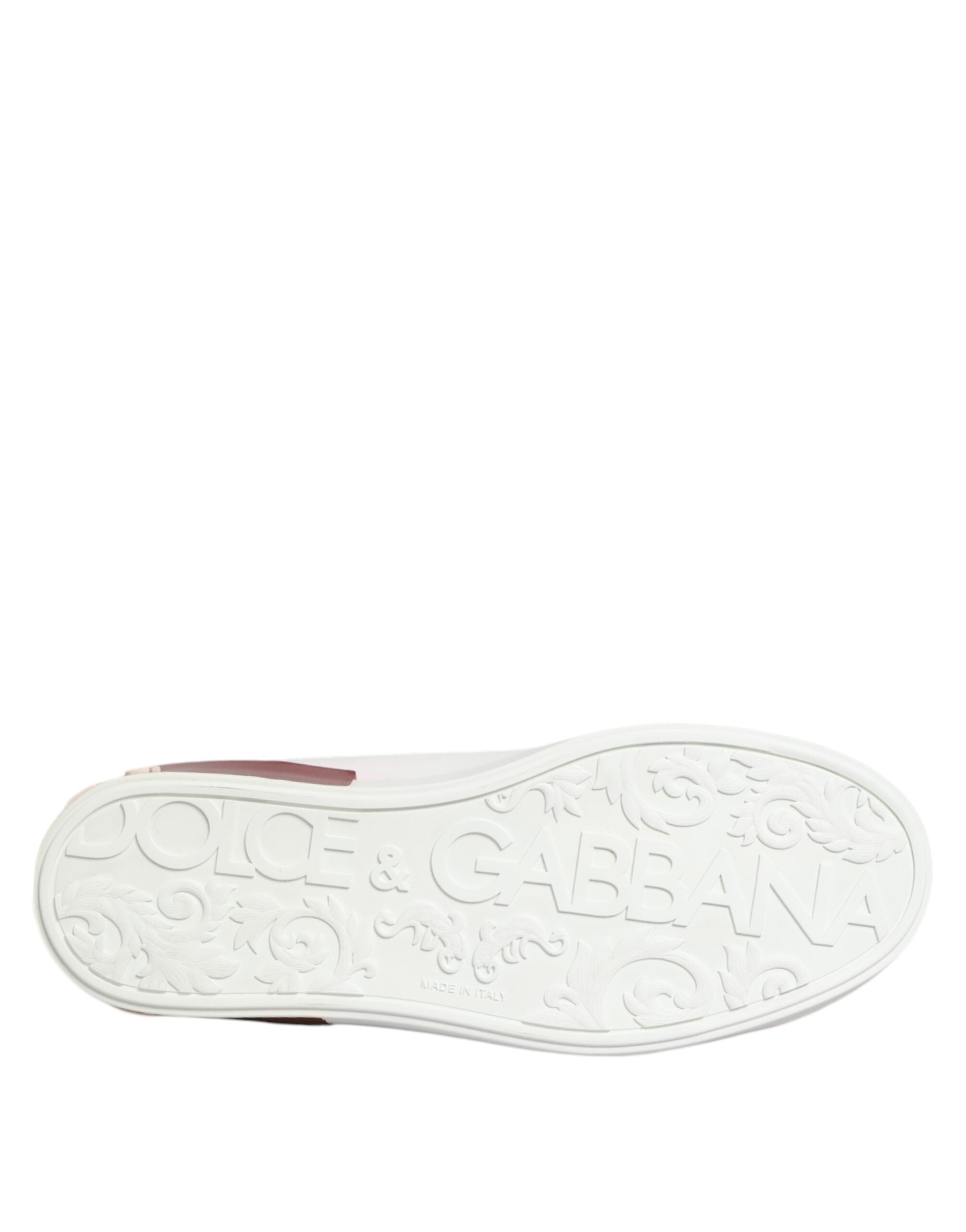 Chaussures Dolce & Gabbana en cuir blanc et rouge, baskets à lacets élégantes pour homme.