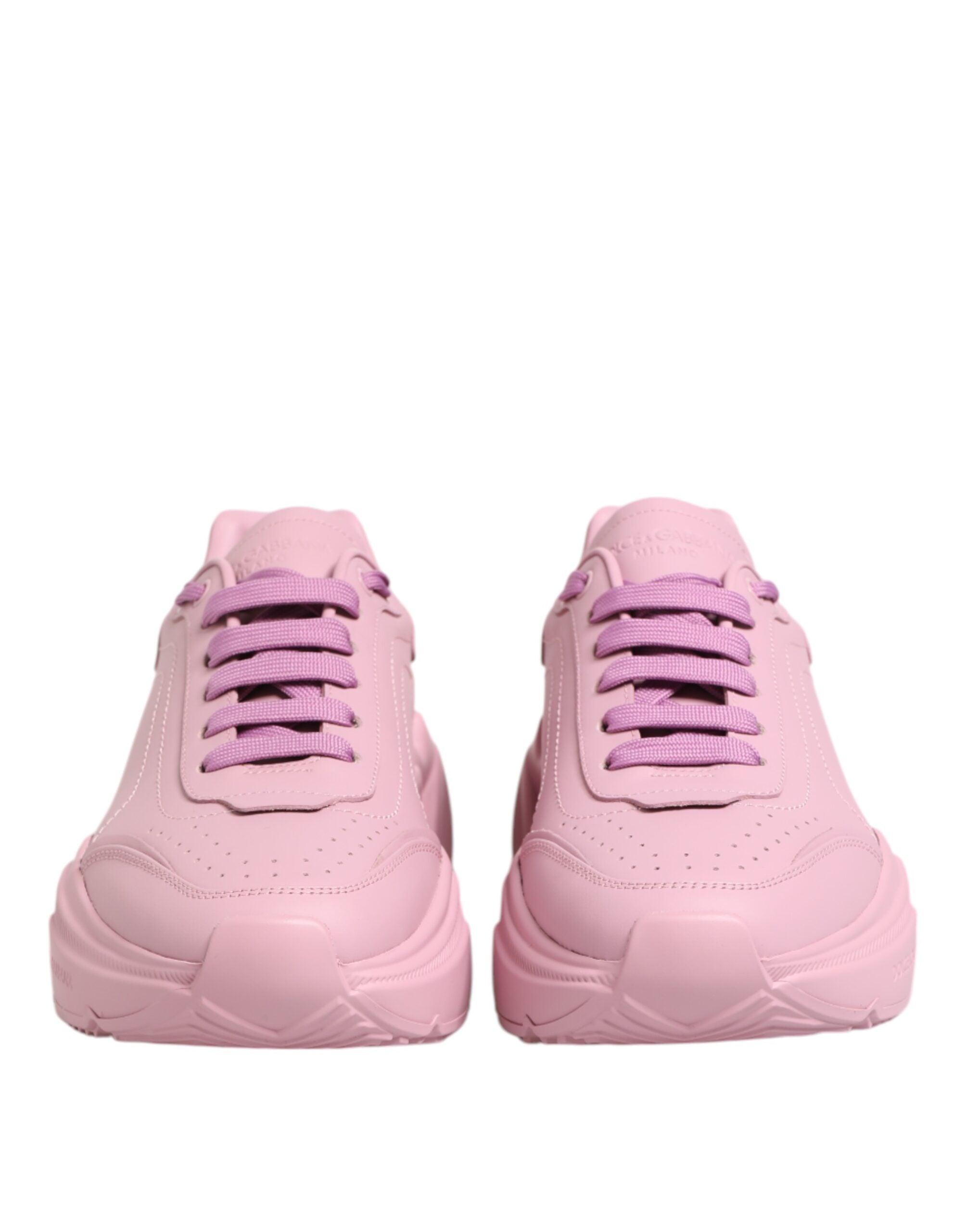 Chaussures basses Dolce & Gabbana Daymaster en cuir rose, baskets tendance pour femmes.