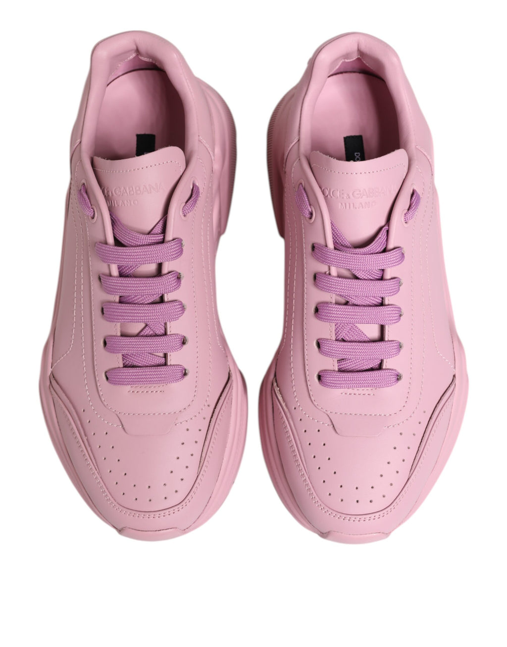 Chaussures basses Dolce & Gabbana Daymaster en cuir rose, sneakers décontractés pour homme.
