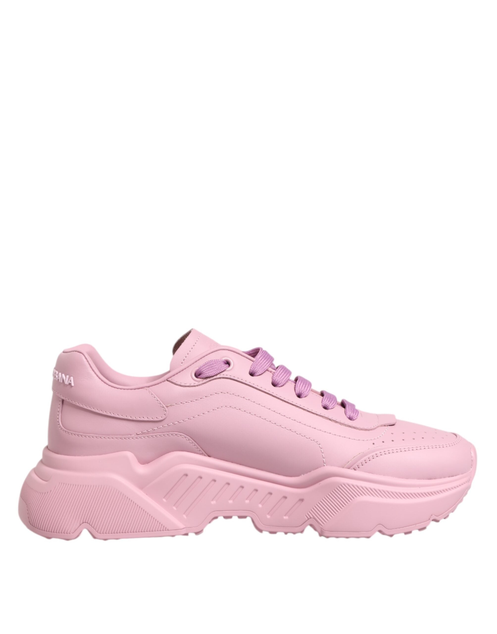 Chaussures sneakers basses en cuir rose Dolce & Gabbana Daymaster, chaussures de mode élégantes et confortables.