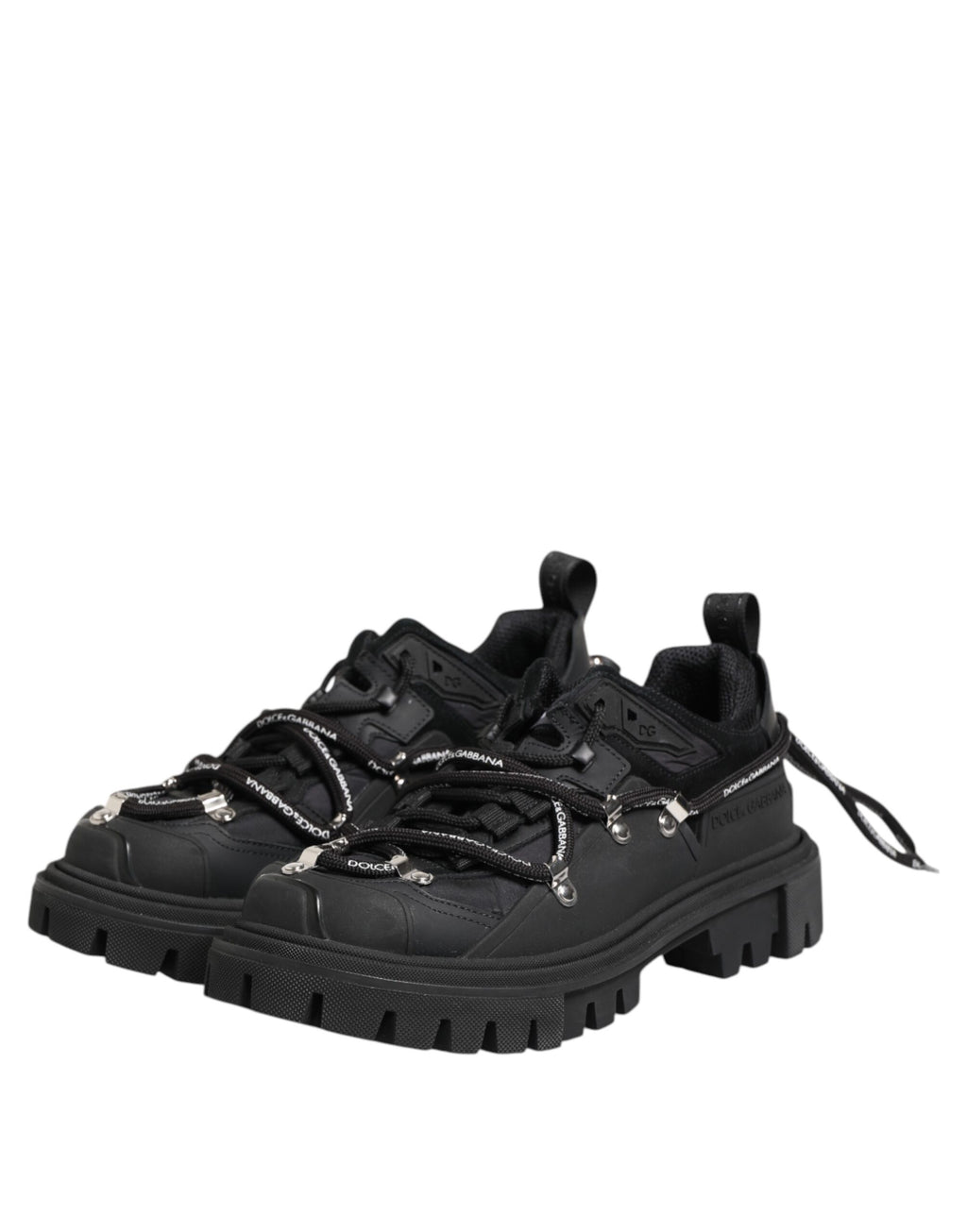 Chaussures de trekking basses noires Dolce & Gabbana avec lacets, style décontracté et semelle robuste.