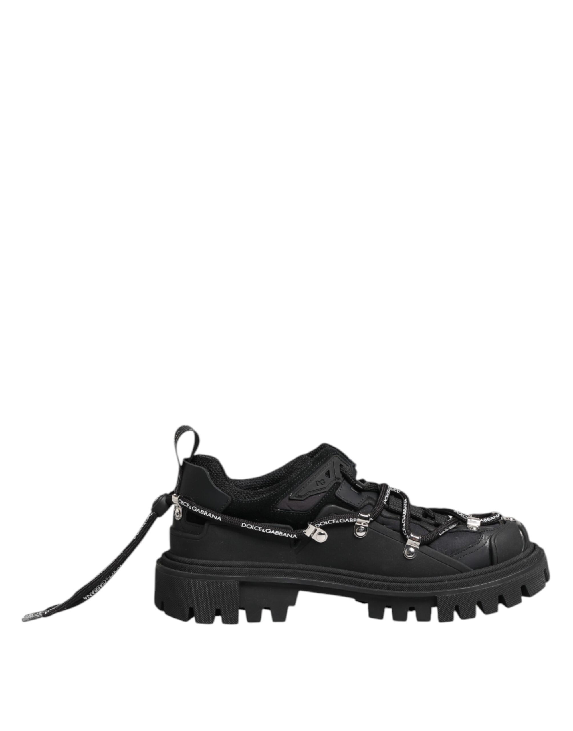 Chaussures de trekking basses Dolce & Gabbana noires avec lacets, chaussures de sport élégantes et confortables.