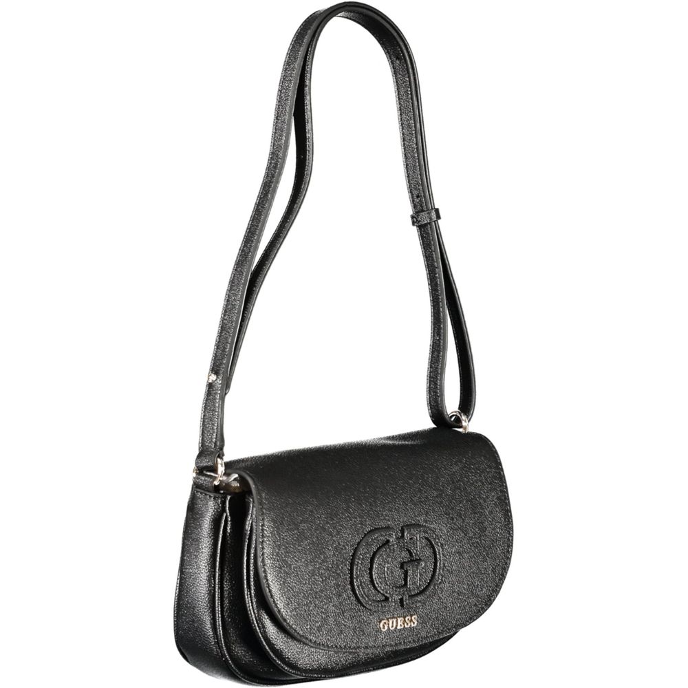 Sac à main Guess Jeans en polyéthylène noir pour femmes, design élégant et pratique, avec poches et détails modernes.