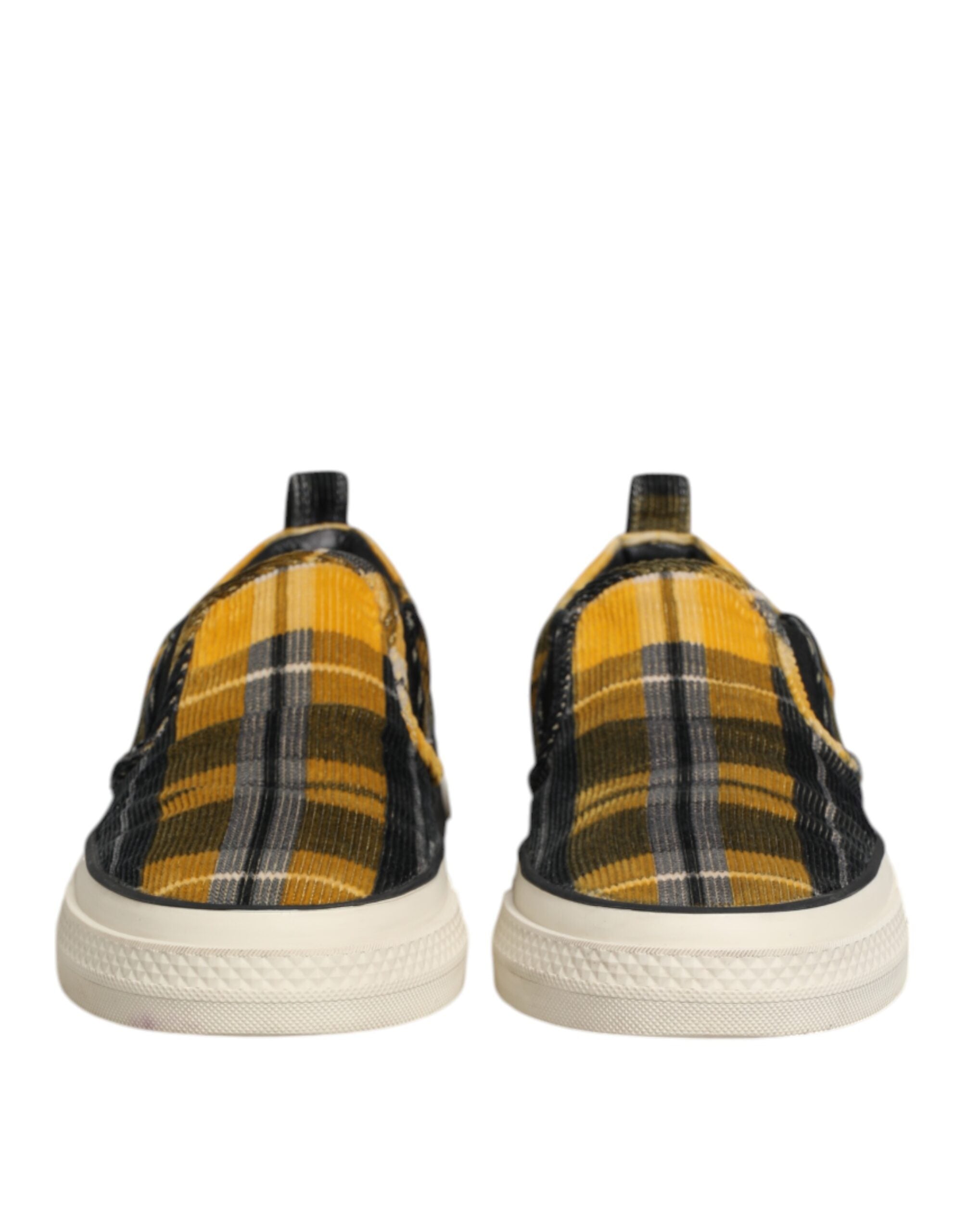 Chaussures sneakers Dolce & Gabbana Portofino à carreaux tartan multicolores, mode décontractée et style élégant.