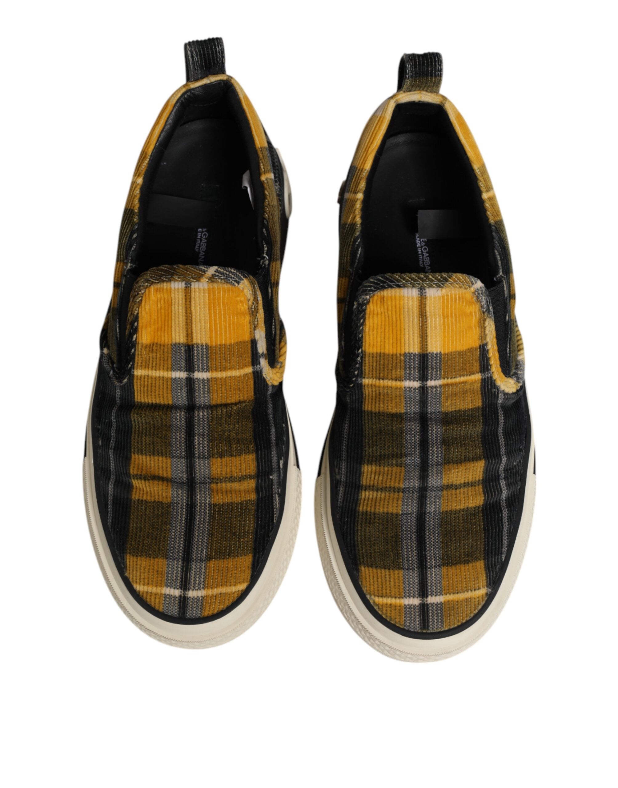 Chaussures sneakers Dolce & Gabbana Portofino en tartan multicolore, style décontracté avec motif à carreaux.