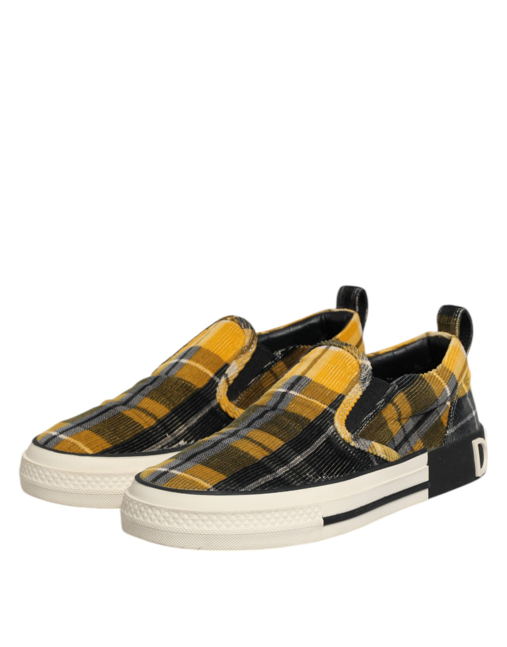 Chaussures sneakers Dolce & Gabbana Portofino à carreaux multicolores, style tartan, pour homme.