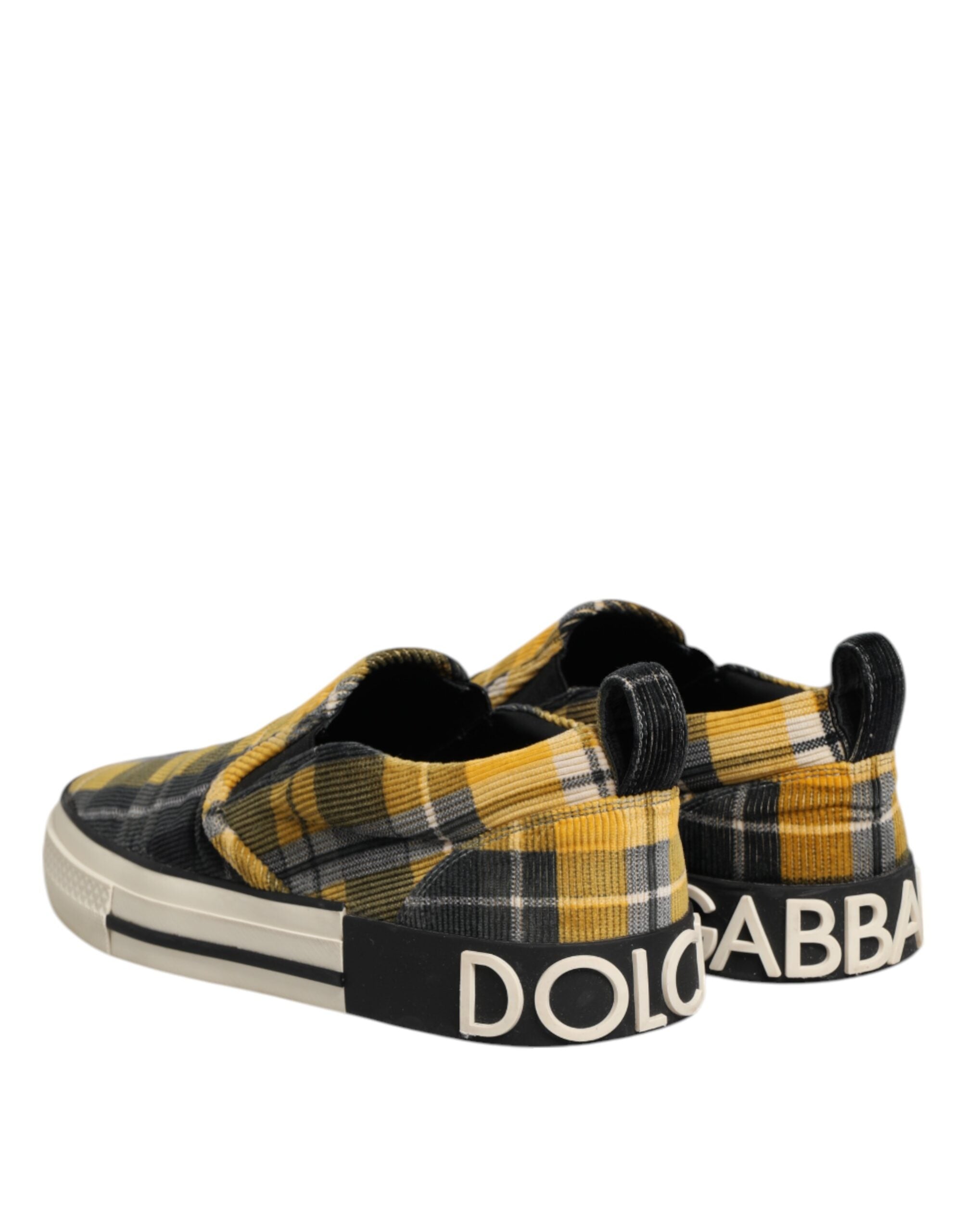 Chaussures sneakers Dolce & Gabbana Portofino à carreaux tartan multicolores, style décontracté et coloré.