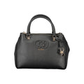 Sac à main pour femme Guess Jeans en polyuréthane noir, sac à main élégant avec poignées et détails modernes.