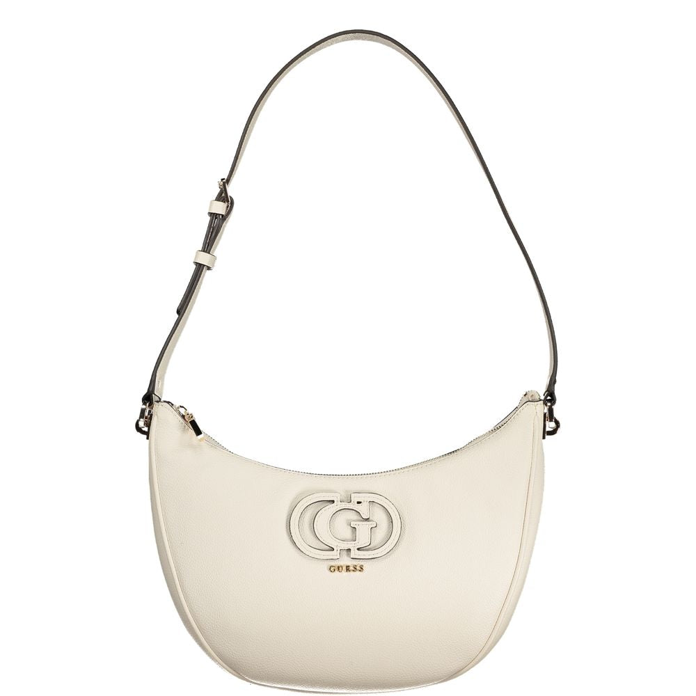 Sac à main Guess Jeans en polyuréthane blanc pour femmes, design élégant et moderne, avec détails tendance visible sur l'image.