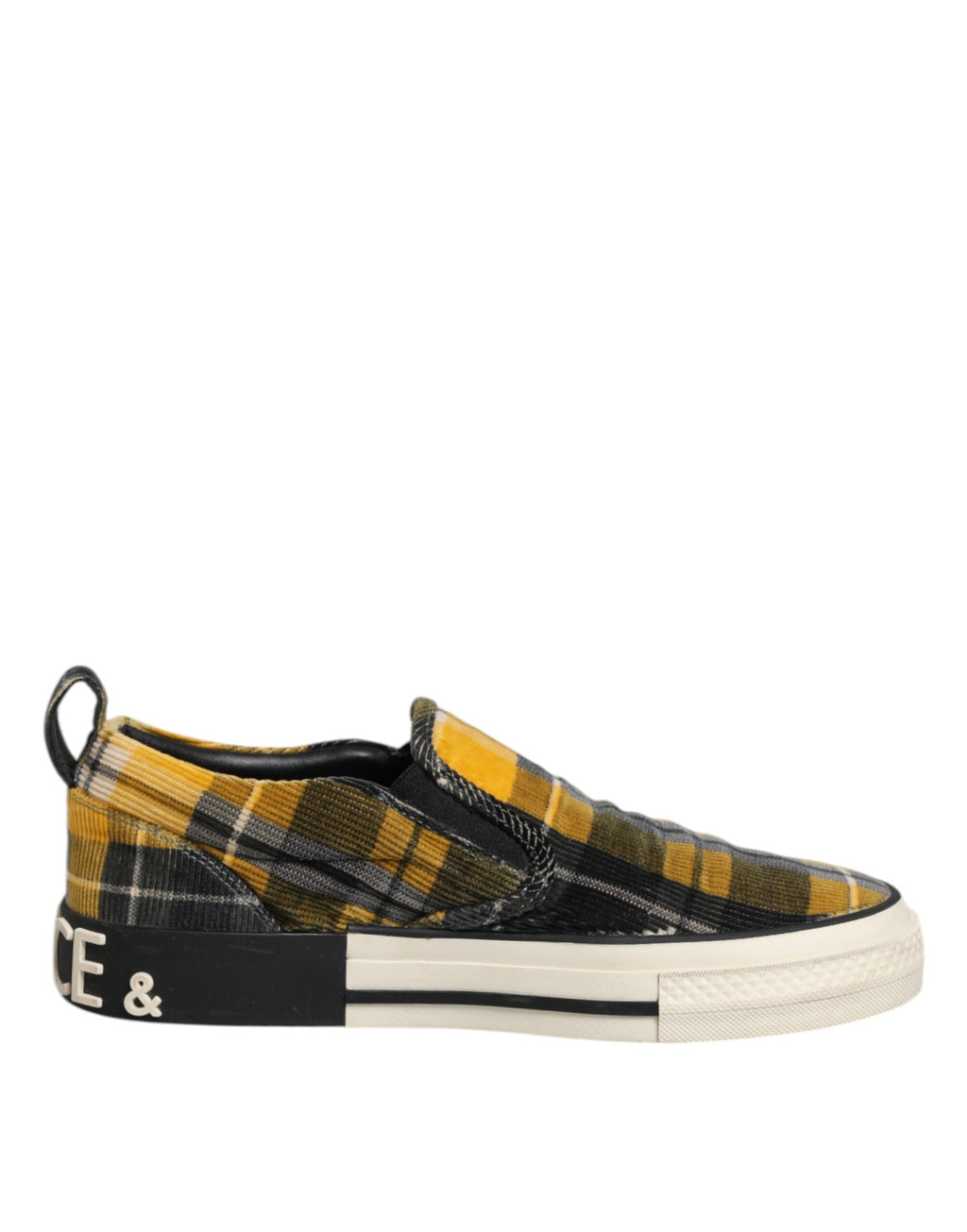 Chaussures sneakers Dolce & Gabbana Portofino en tartan multicolore, vue de face.